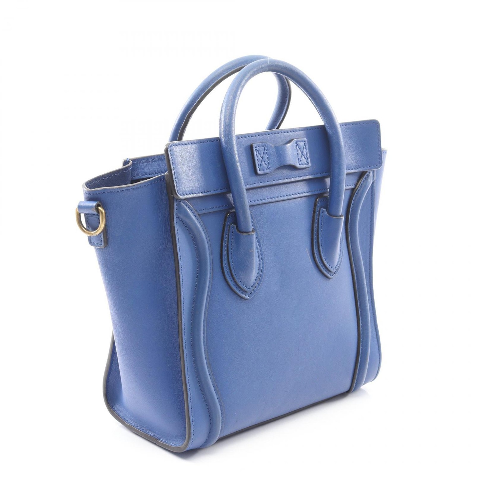 CELINE Luggage Nano Shopper Shoulder Crossbody Handbag 168243 leather Blue Used