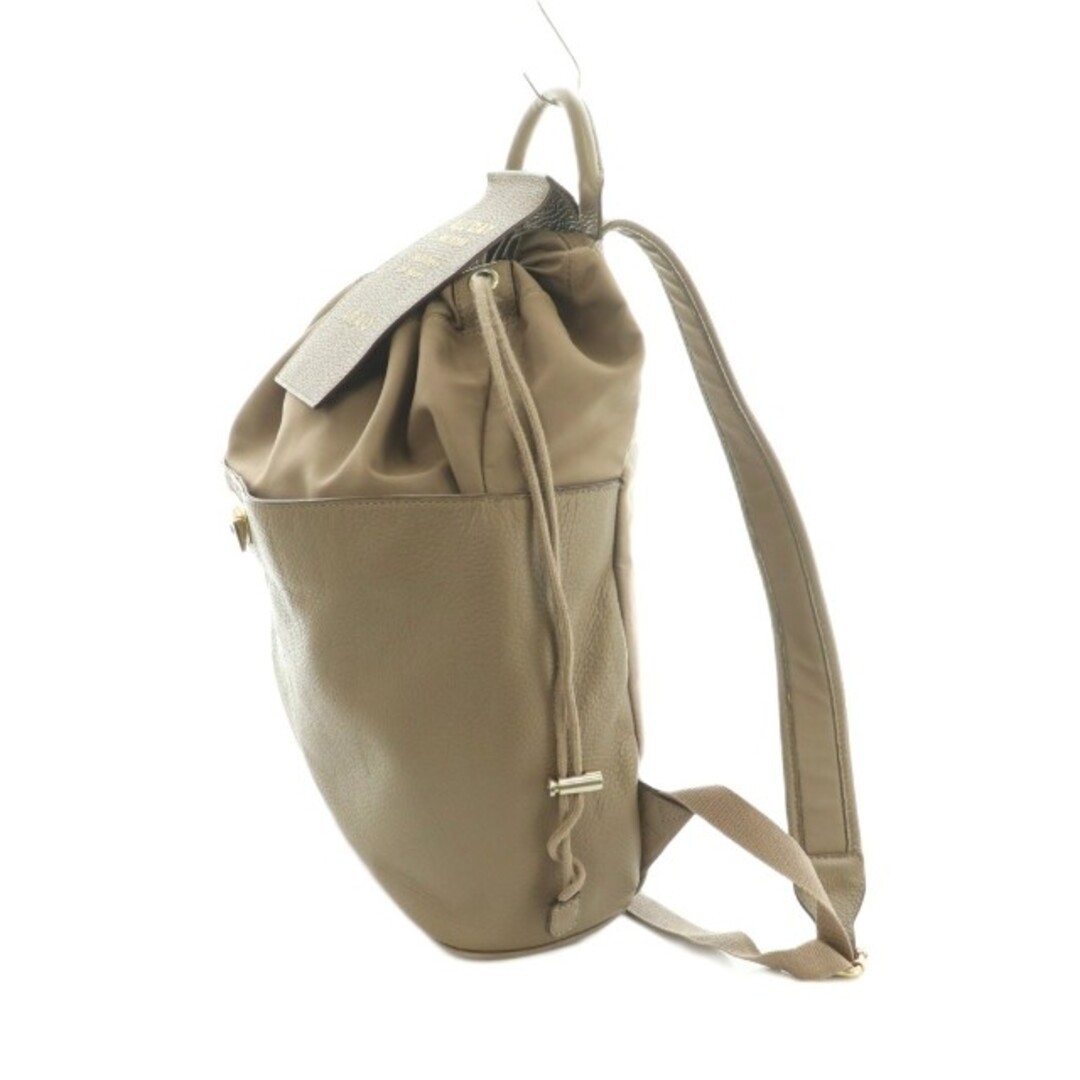 ATTAO ATAO ALL DAY Backpack Daypack Leather Nylon Beige MI Used b7247a07bffa0e19