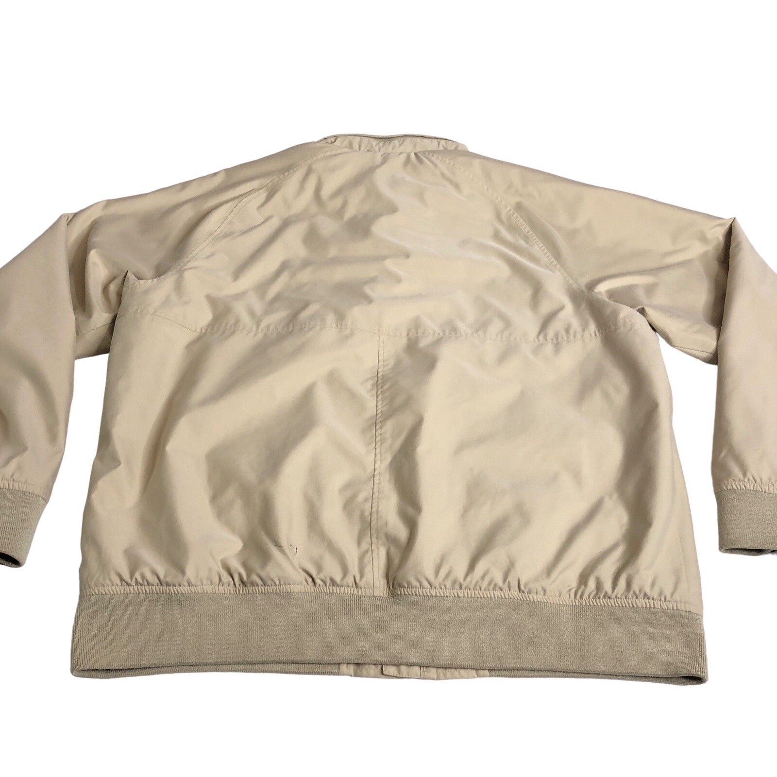 Lands End Bomber Jacket Mens LT Large Tall Tan Khaki Hideaway Hood Utility Chore