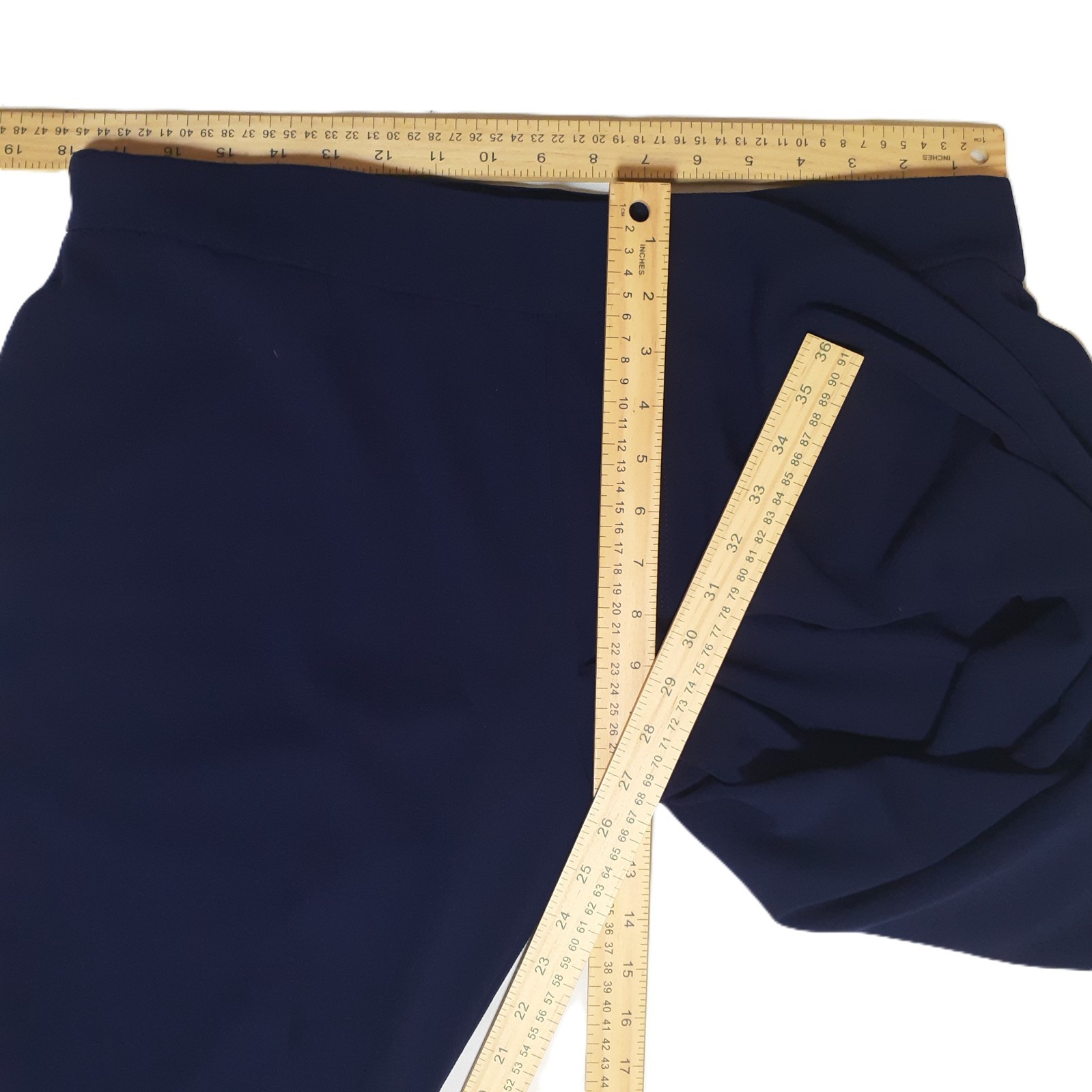 Dennis Basso Women Dress Pants LP Blue Stretch Pullon Rise=11.5in Waist=36in
