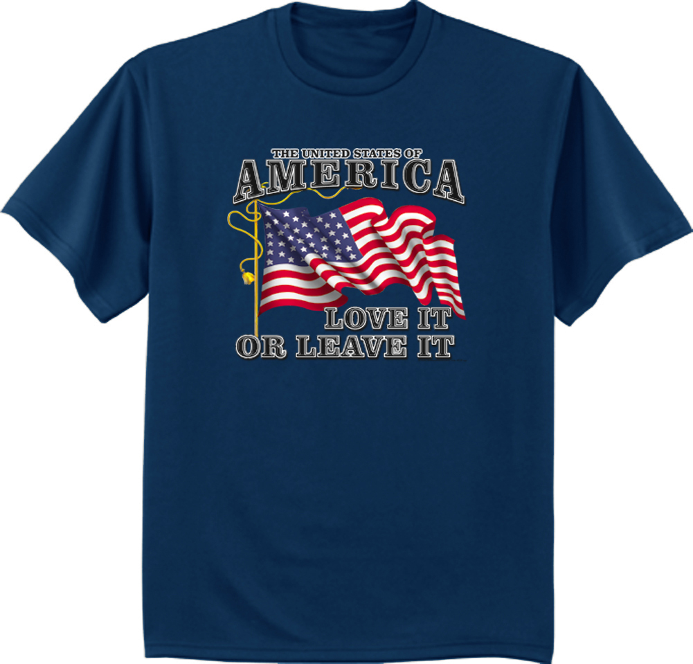 Men’s t-shirt USA Love it or leave it funny saying American Flag tea party army