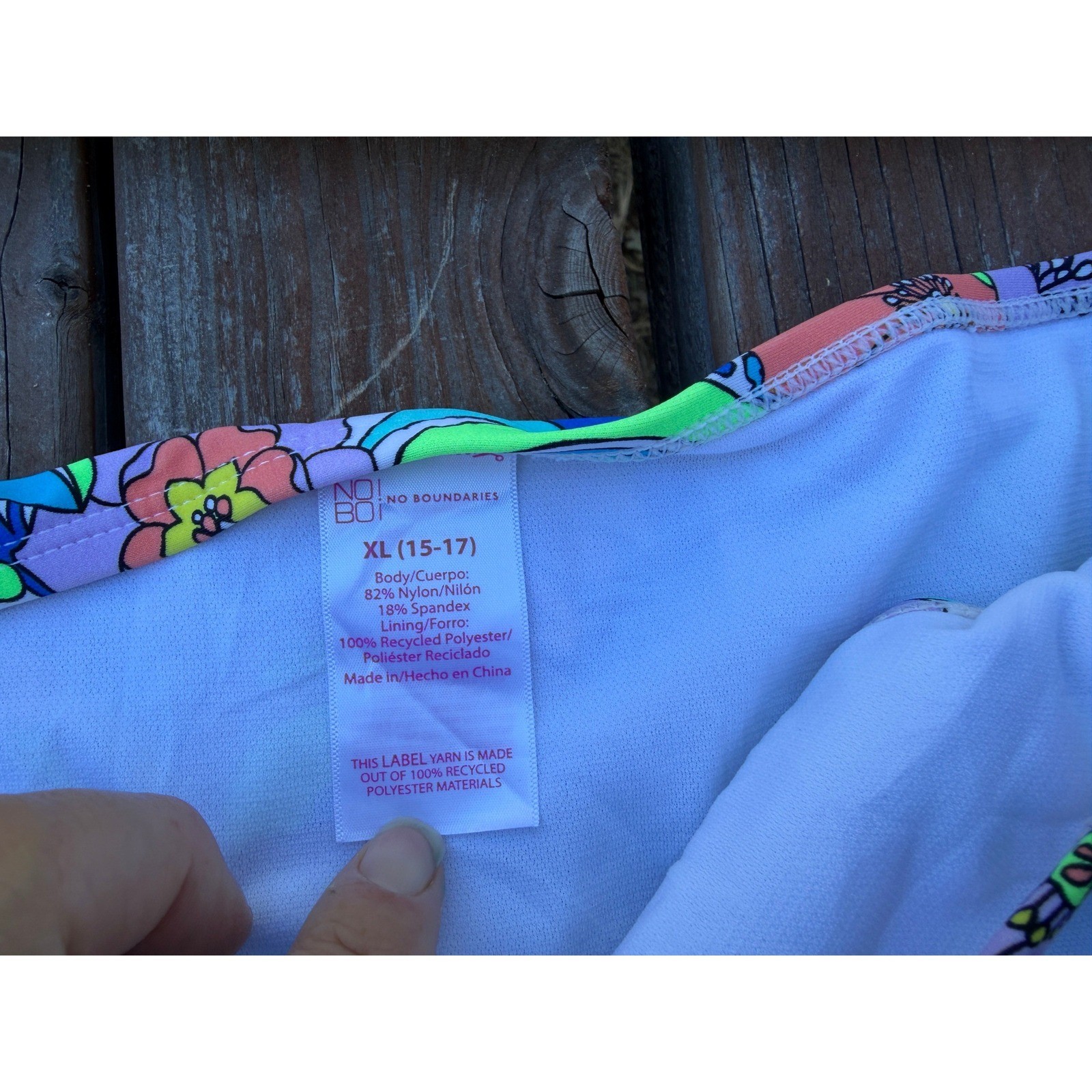 No Boundaries Retro Floral Side Tie Bikini Bottoms XL Neon Psychedelic Print