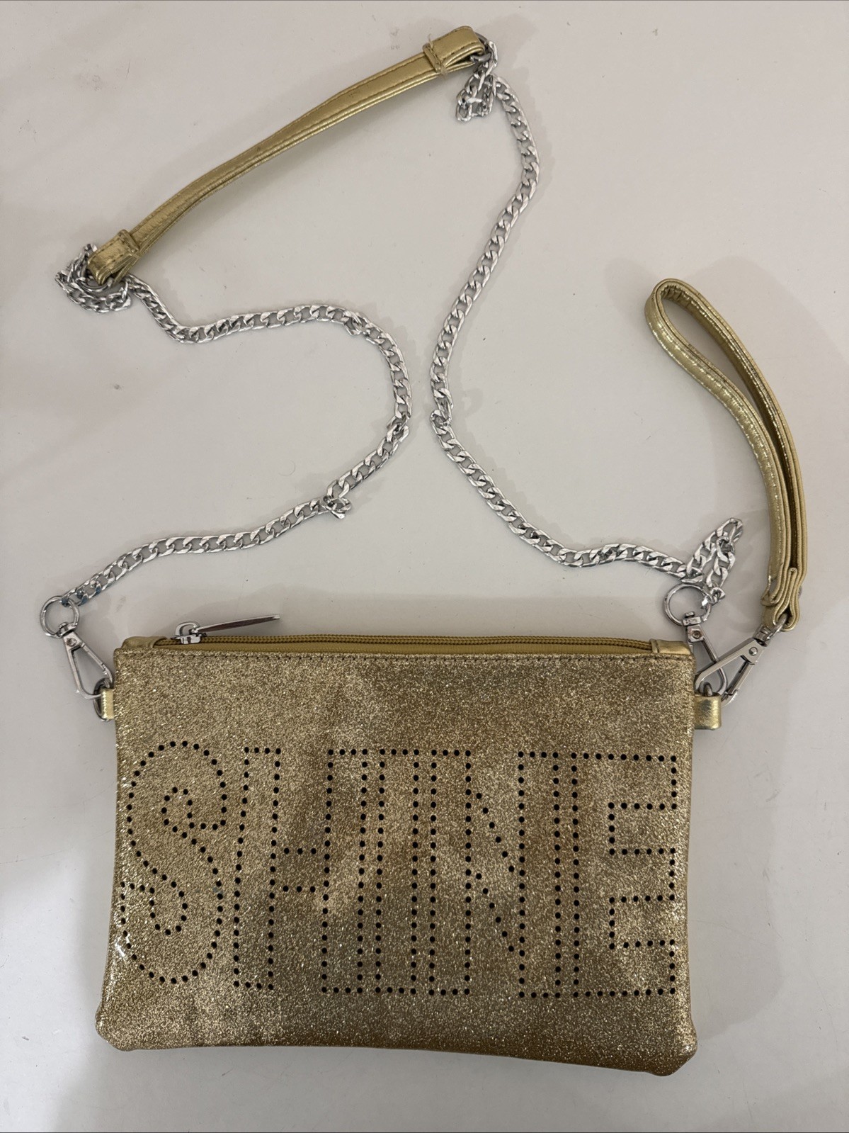 Bari Lynn SHINE Star Gold Purse Crossbody Bag/Wristlet