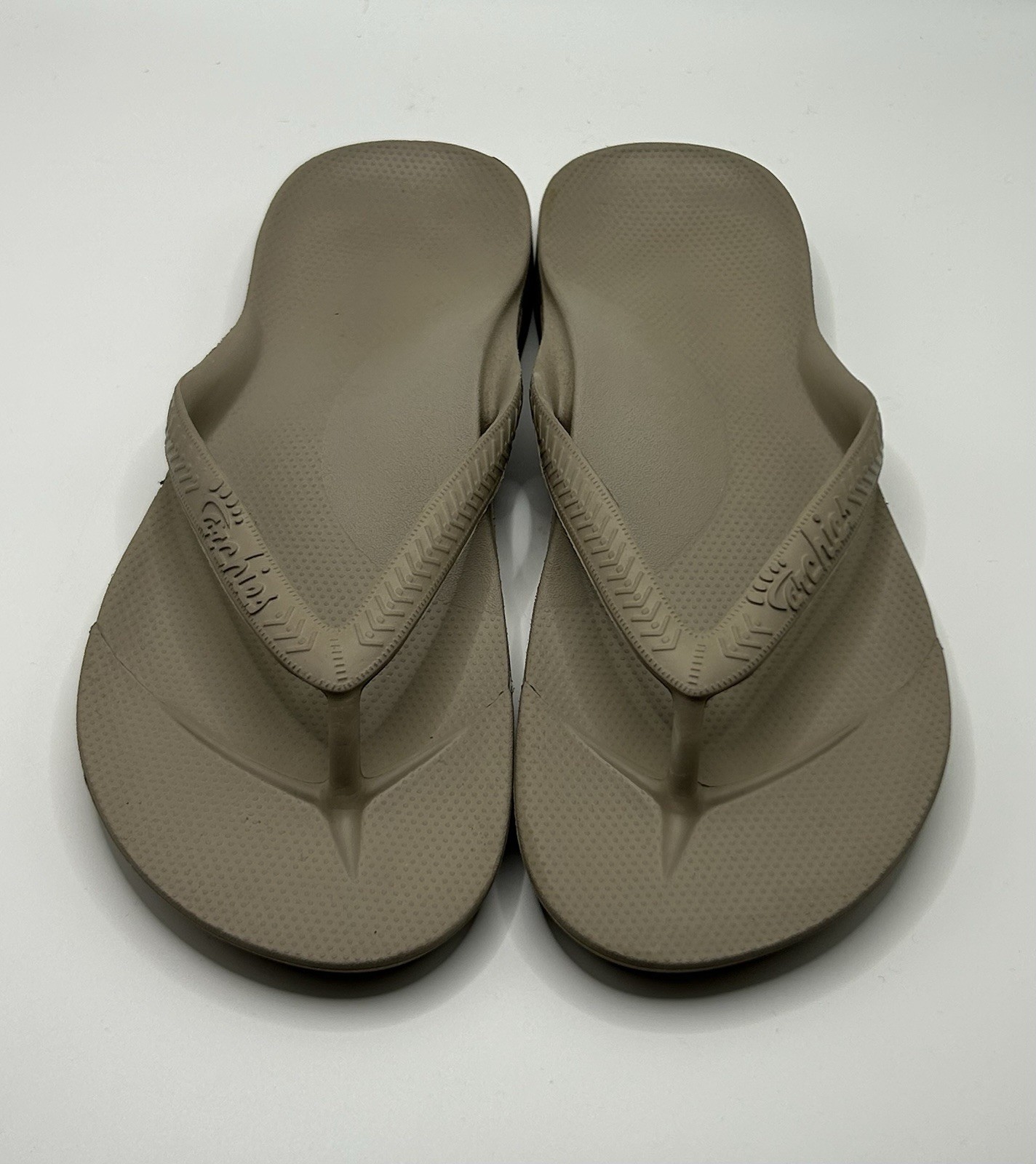Archies Arch Support Flip Flops Beige/Brown Womens 10 Mens 9 Orthotic Sandals