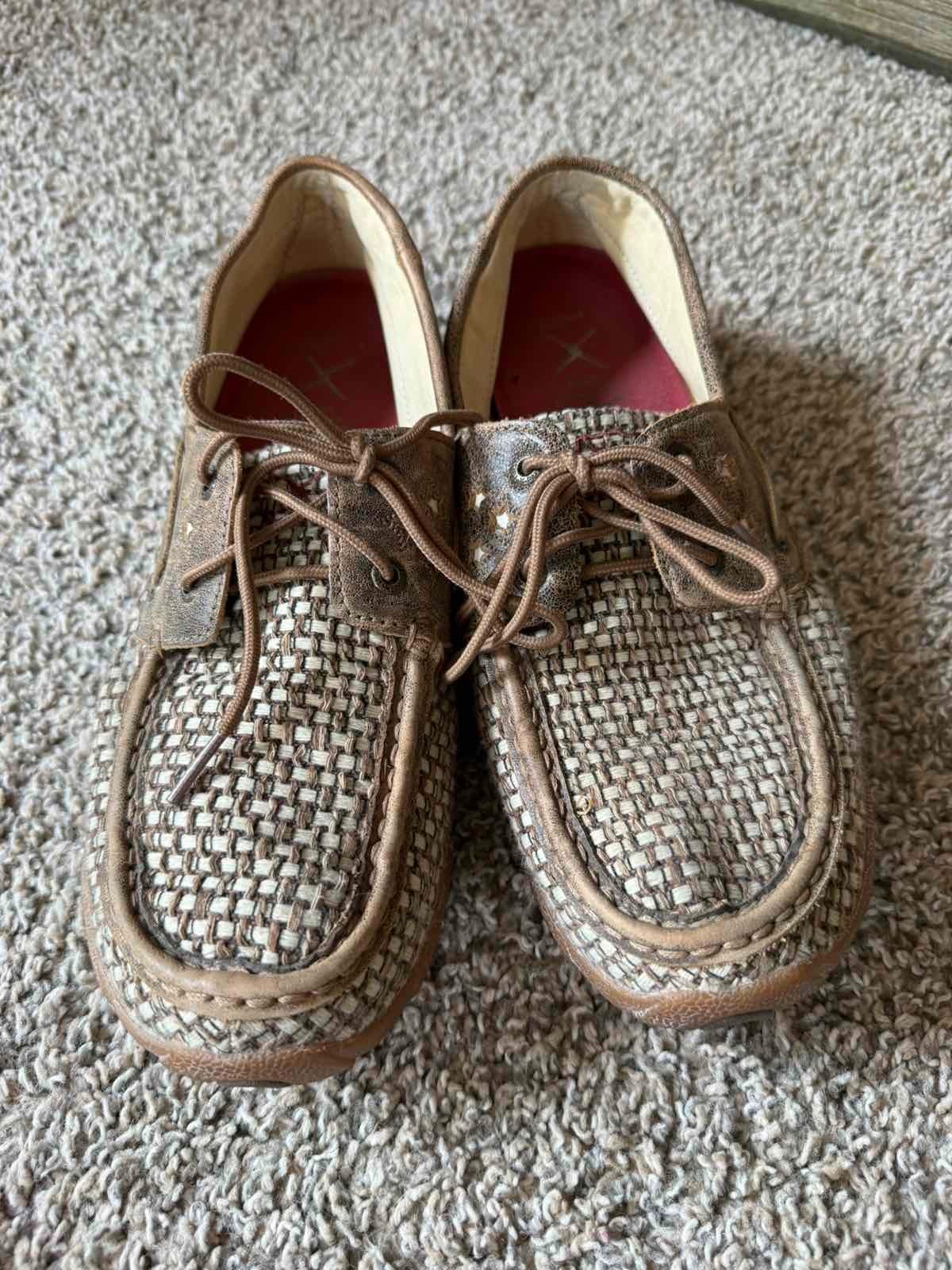 Twisted X Women’s Boat Shoe Driving Moc Woven Brown Casual Comfort Size 11 M WDM