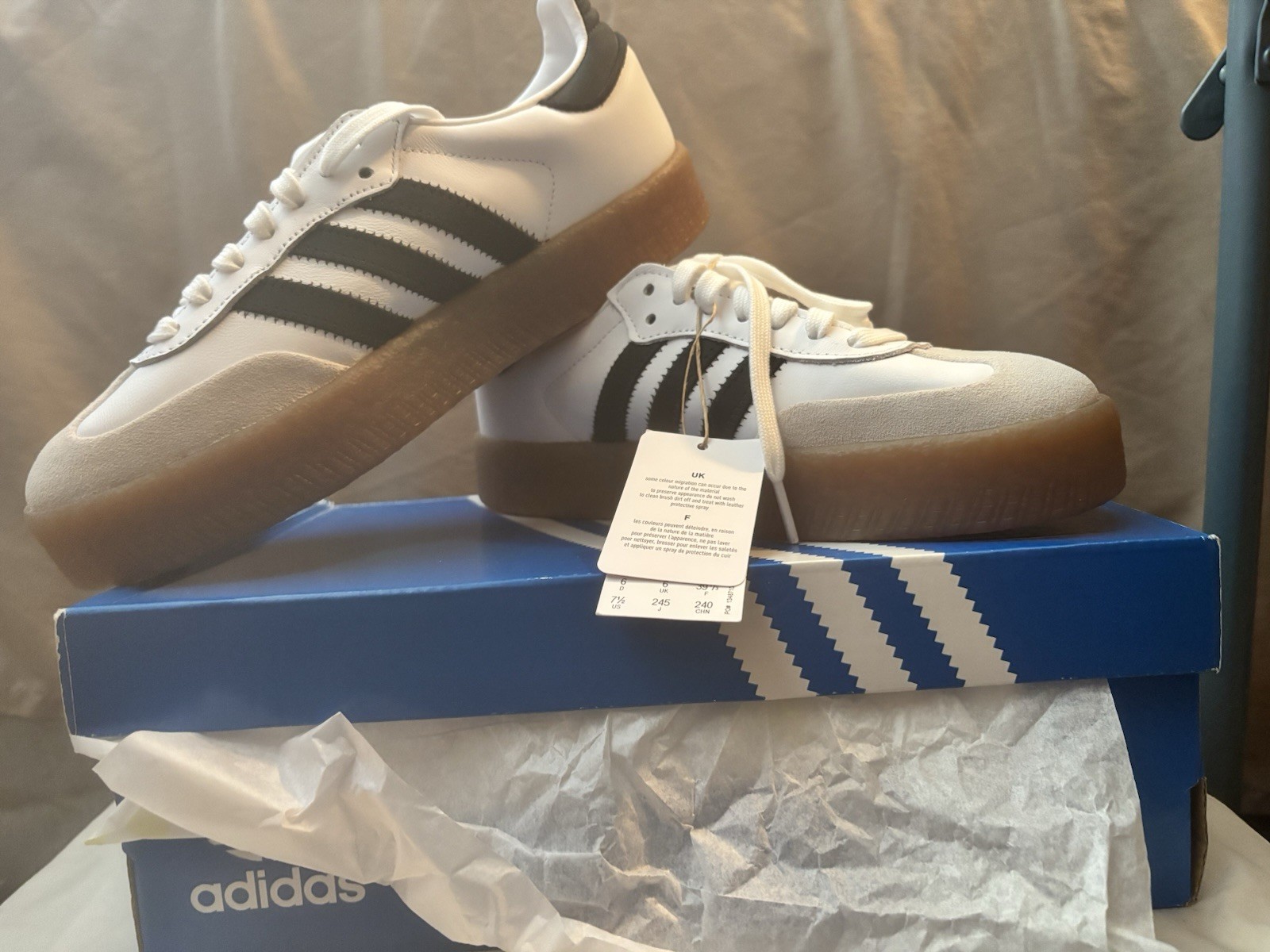 Adidas Originals Sambae Cloud White Metallic Gold Women’s Shoes JI1349 (B)