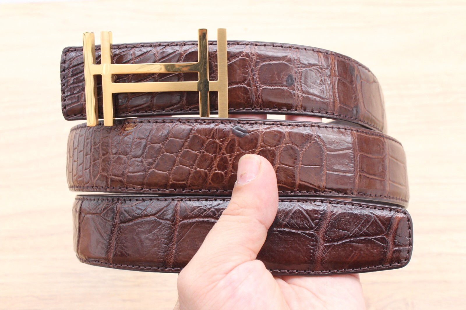 Brown Genuine CROC Leather SKIN Men’s Belt – W 1.3 inch