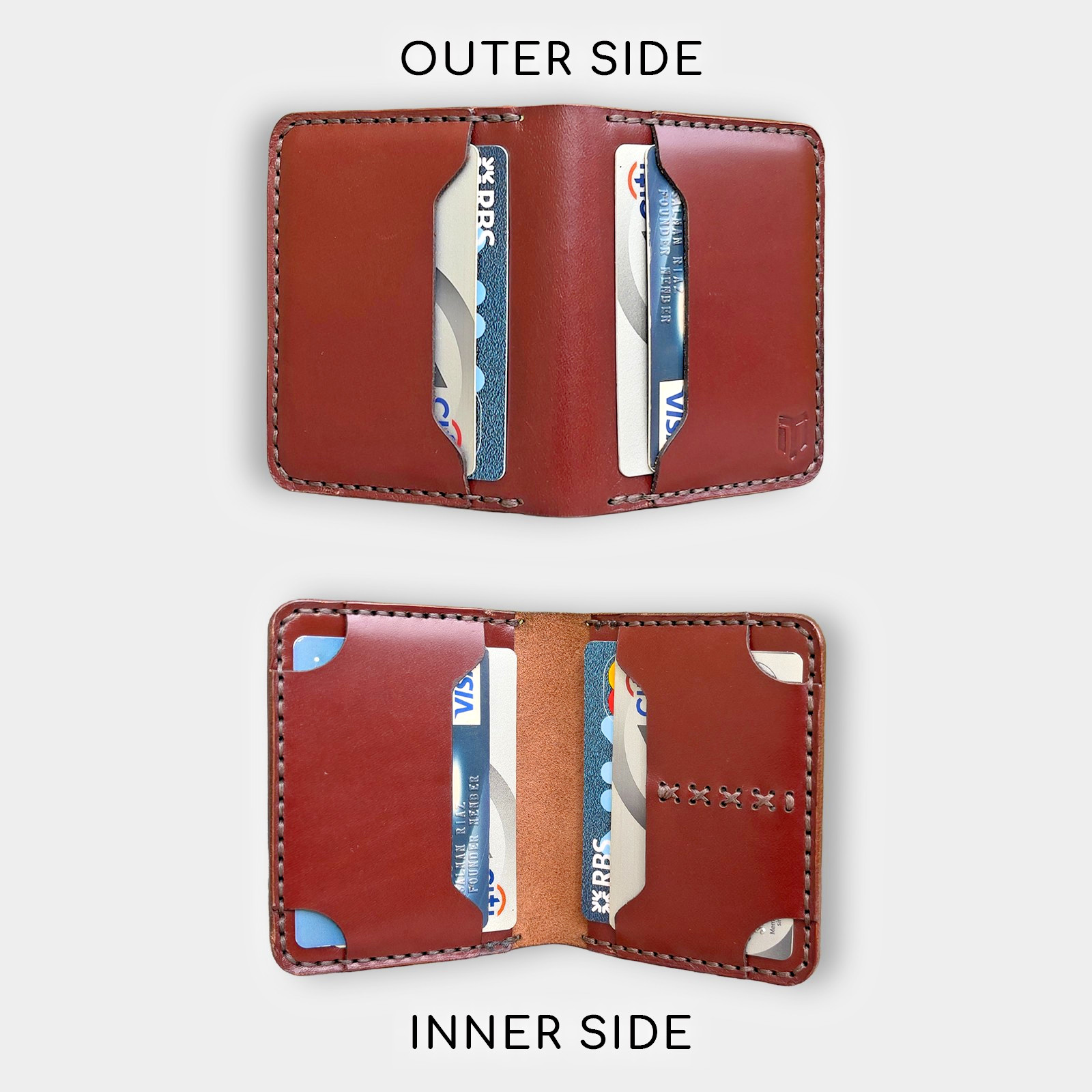 Men’s Slim Bifold Handmade Leather Wallet, RFID Blocking, Mnimalist Card Holder