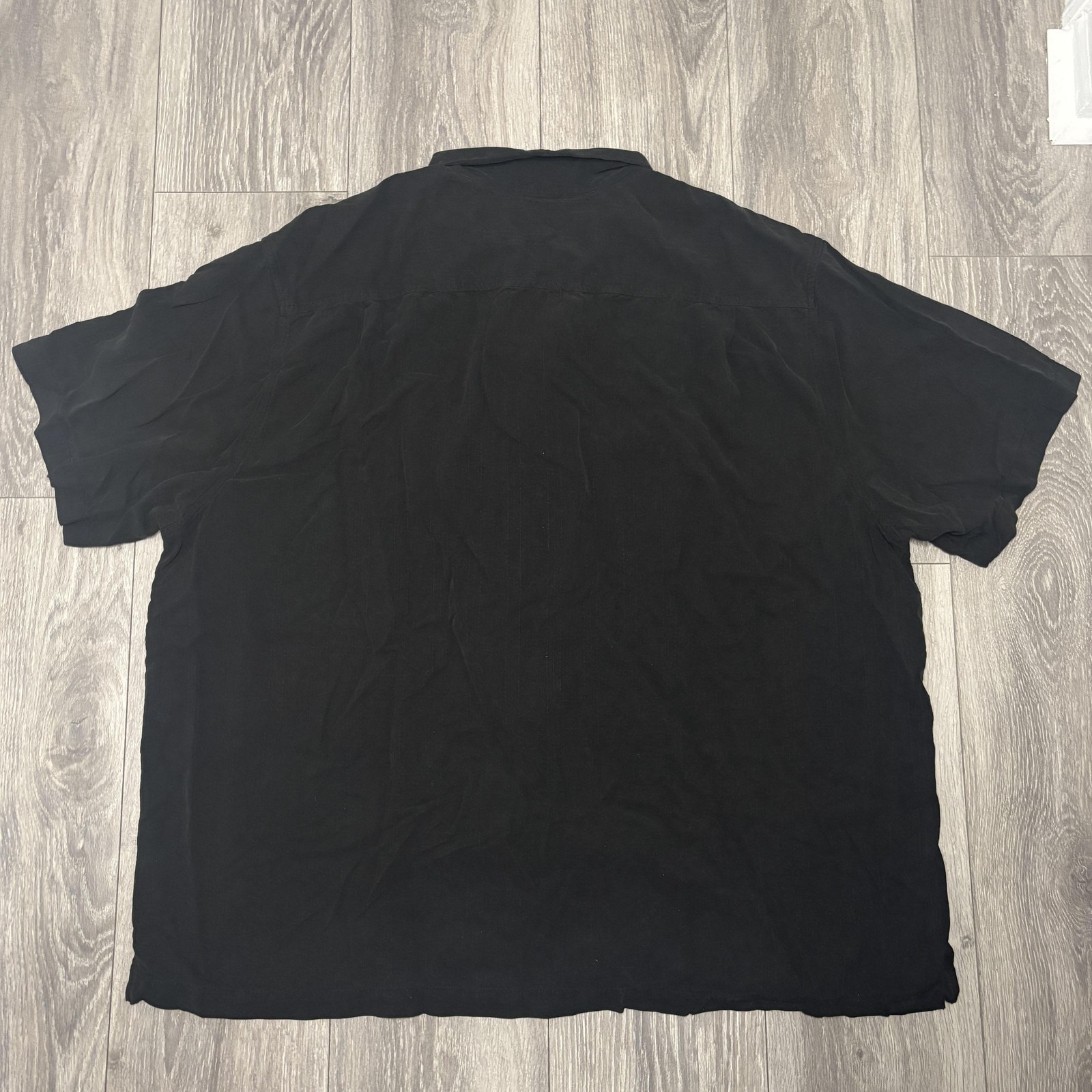 Tommy Bahama Shirt Mens 3XL Black Short Sleeve Camp Button Front Tonal Jacquard