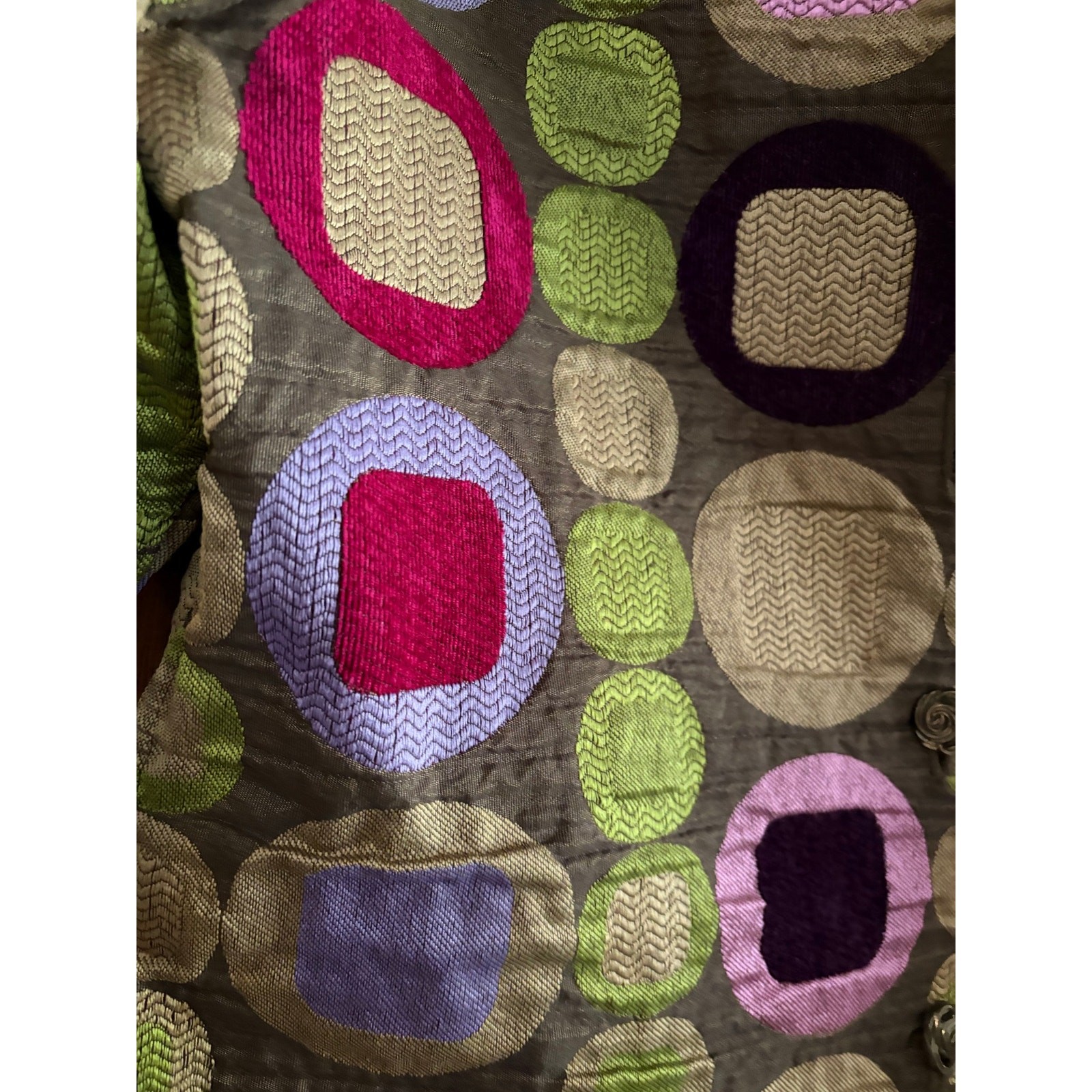 Winding River Reversible Quilted Jacket Button Front Art Print Women’s Medium