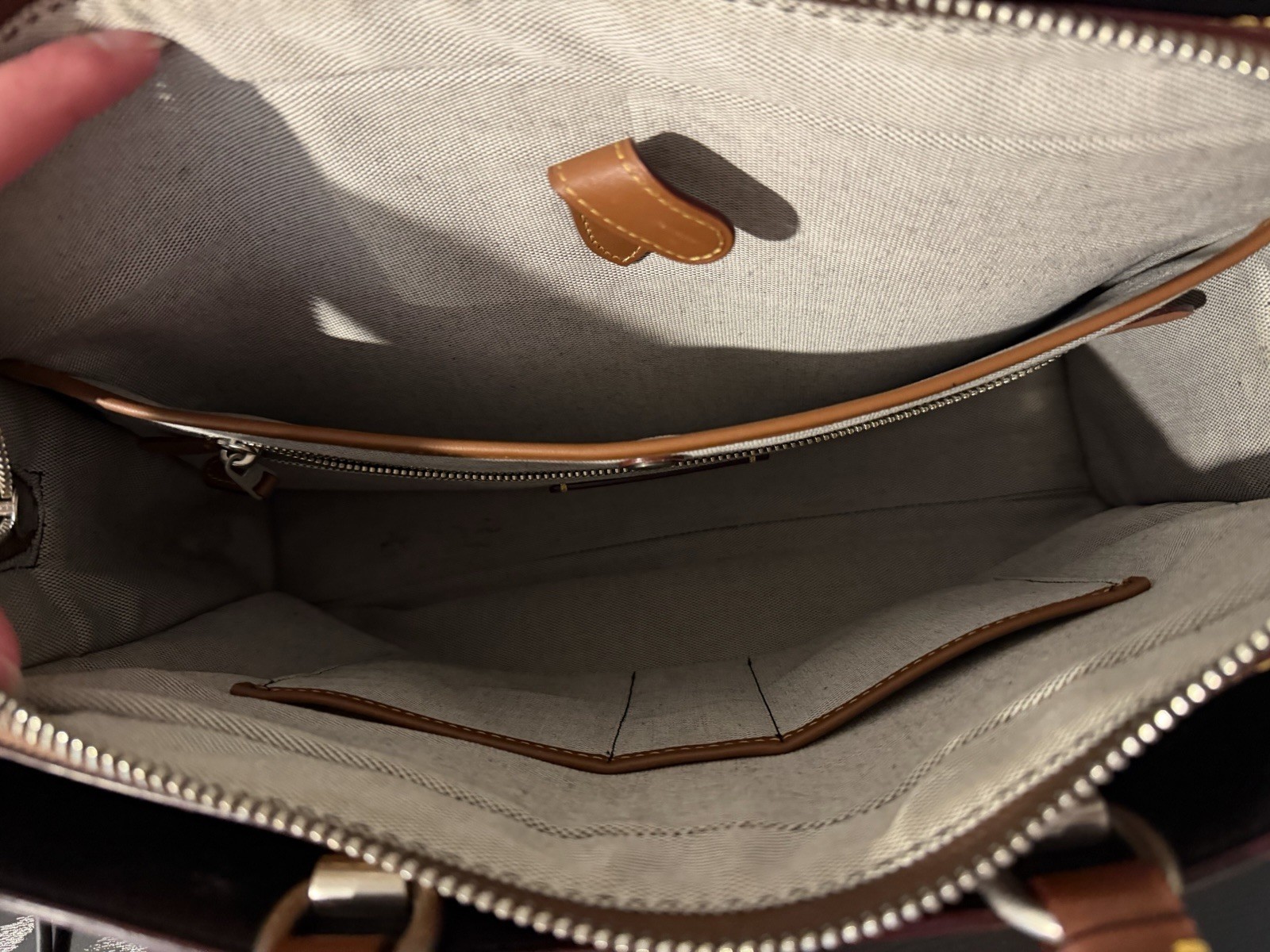 Coach Brown Zip Satchel Top Handle Bag w/ Detachable Strap, Studs, Pockets