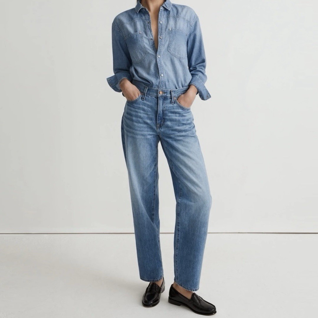 {Madewell} “The Slouchy BoyJean” Blue Relaxed Tapered Straight Jeans WJ546