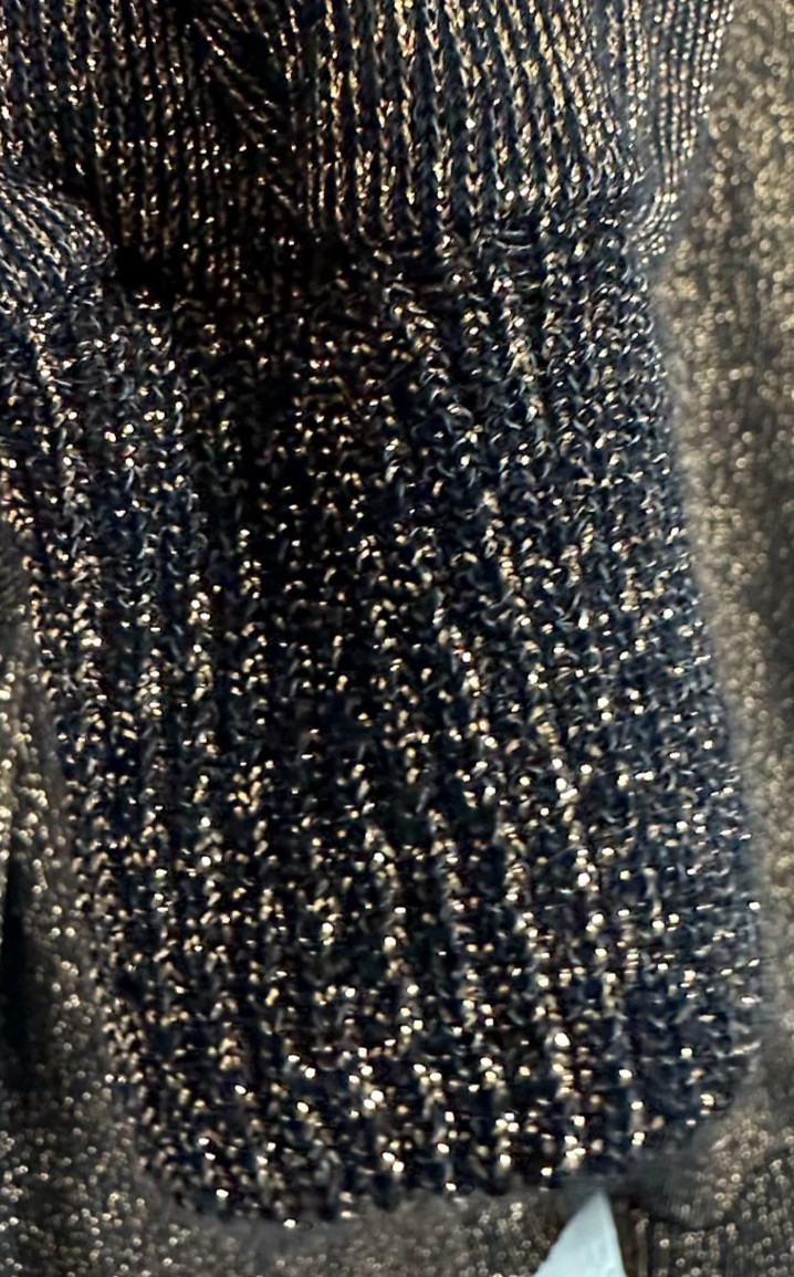 Vintage Christian Dior Loungewear Metallic Gold/Black Ribbed Turtleneck Sweater