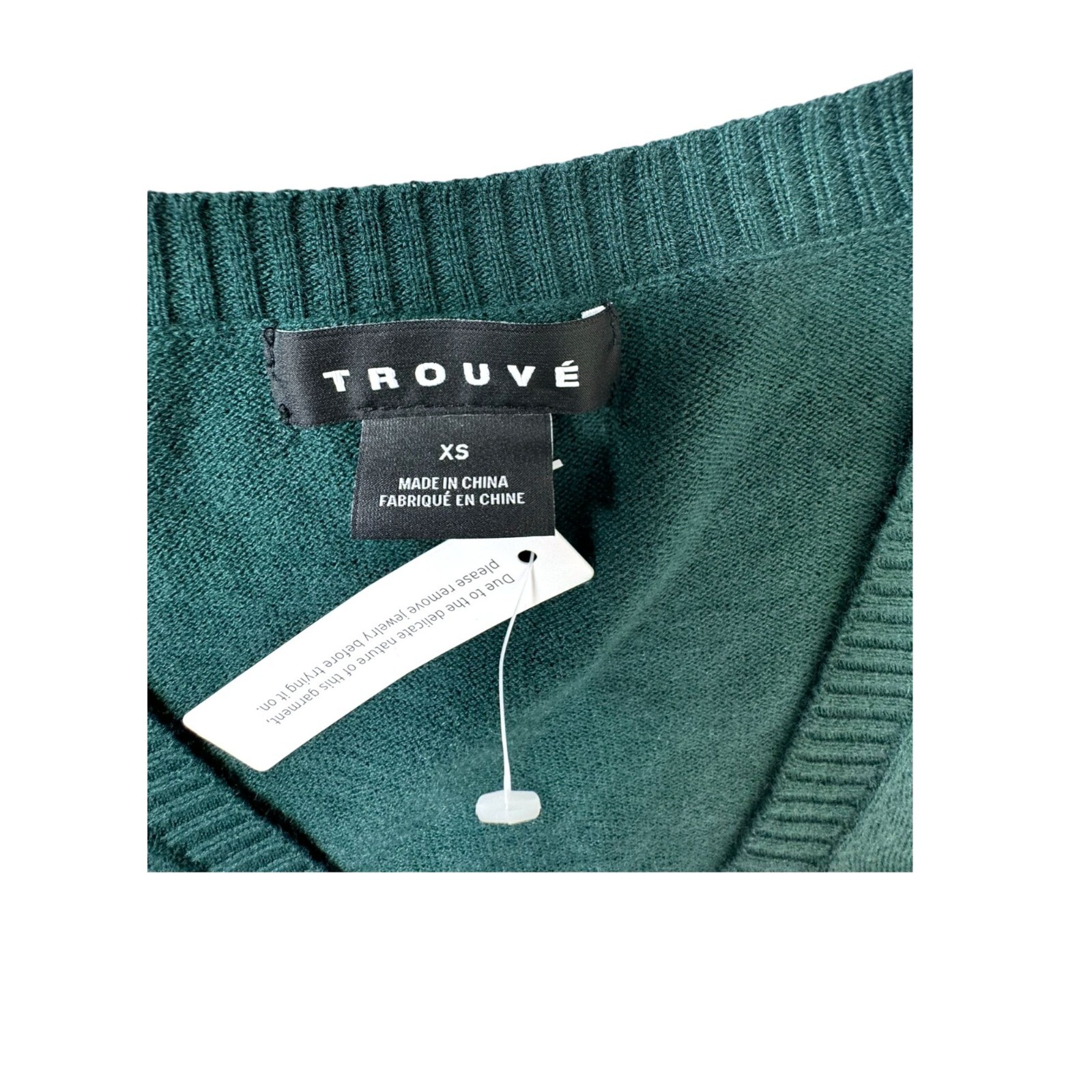 Trouvé Womens XS V-Neck Sweater Teal Cashmere Blend
