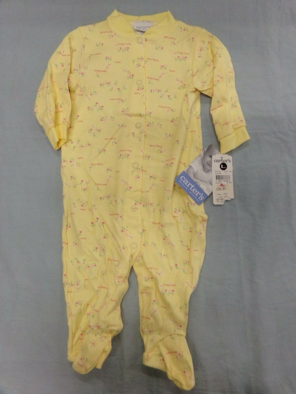 Carter’s Starters Girls Yellow W Flowers 6-9 Months Sleeper NEW 100% Cotton