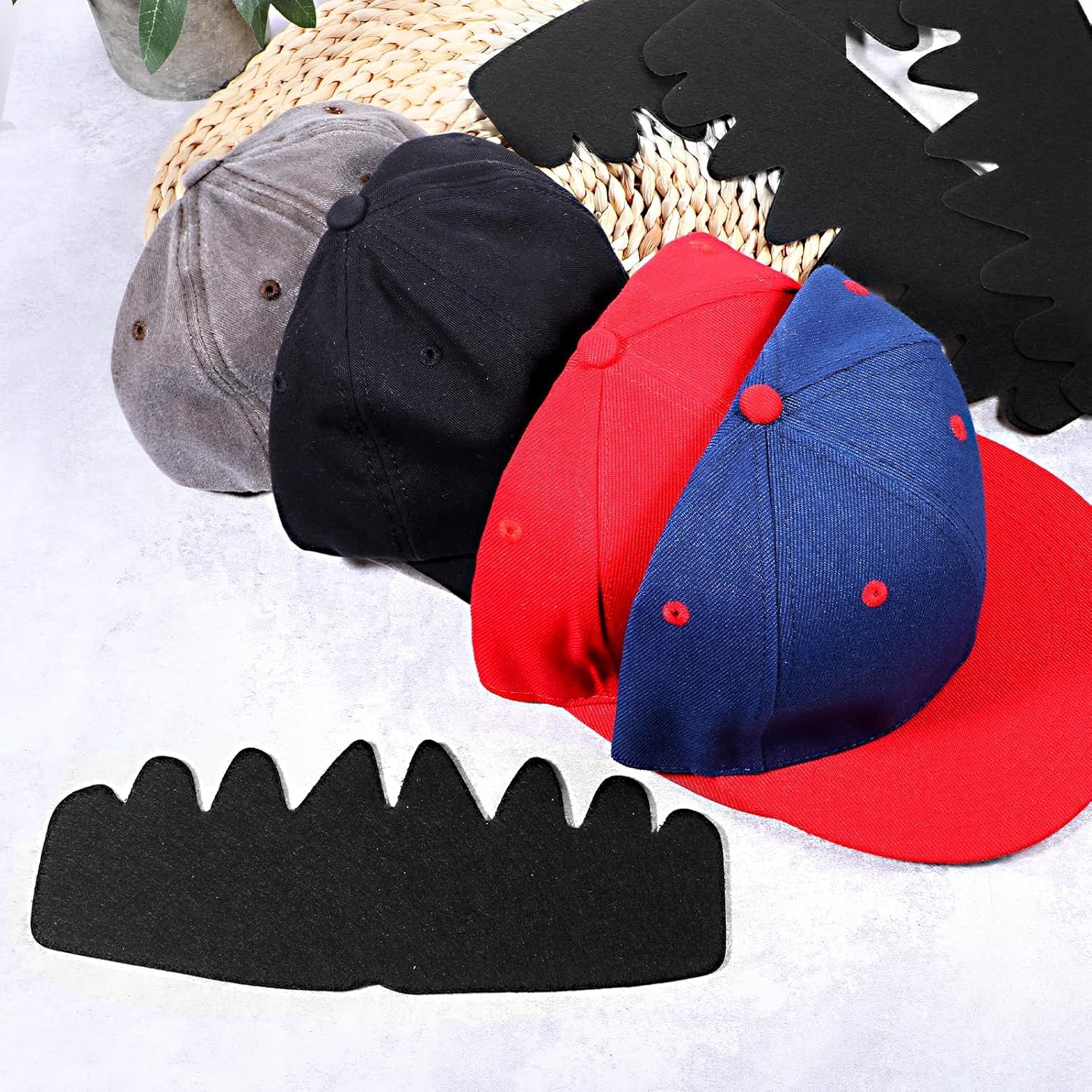 10 PCS Black Baseball Cap Inserts, Flexible Washable Hat Shaper Inserts for Base