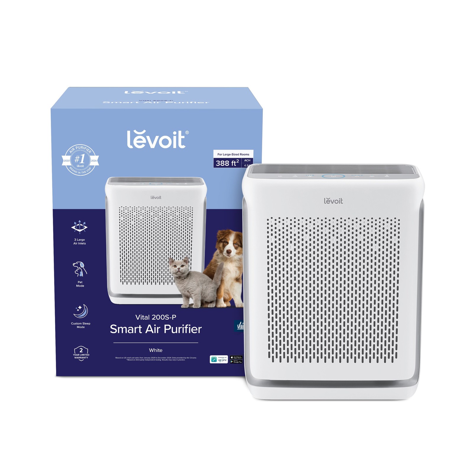 Levoit Vital 200S-P Smart Compatible White Activated Carbon Air Purifier (|16746