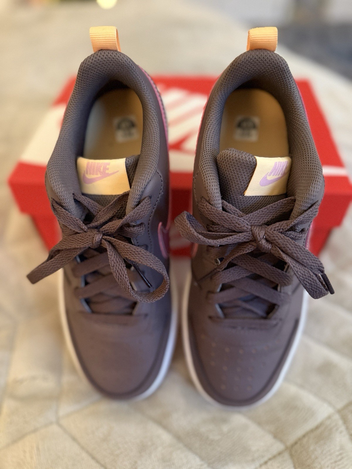 NIKE COURT BOROUGH LOW 2 GS Violet/Pink Kids Shoes BQ5448-200. #C3