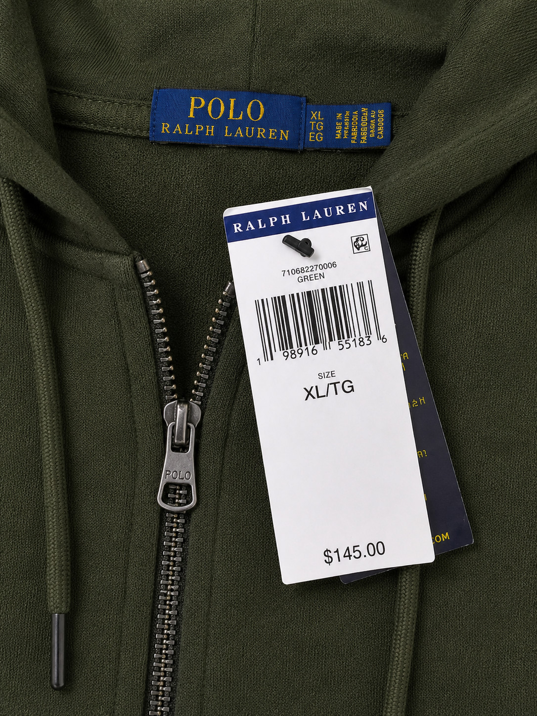 Polo Ralph Lauren Men’s Double Knit Tech Fleece Full-Zip Hoodie Olive XL