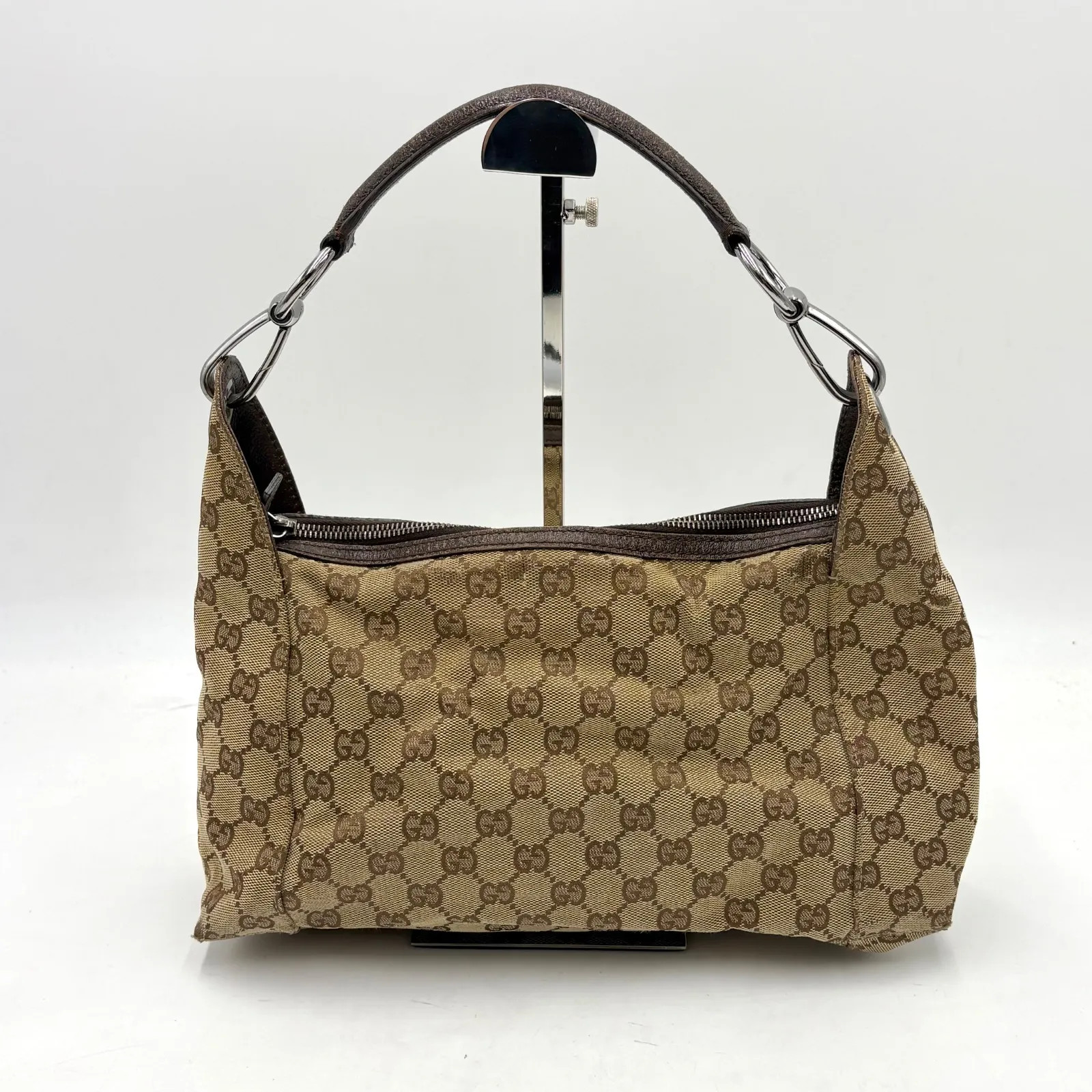 Auth GUCCI GG Canvas Shoulder Bag Brown 113023 2Y8671