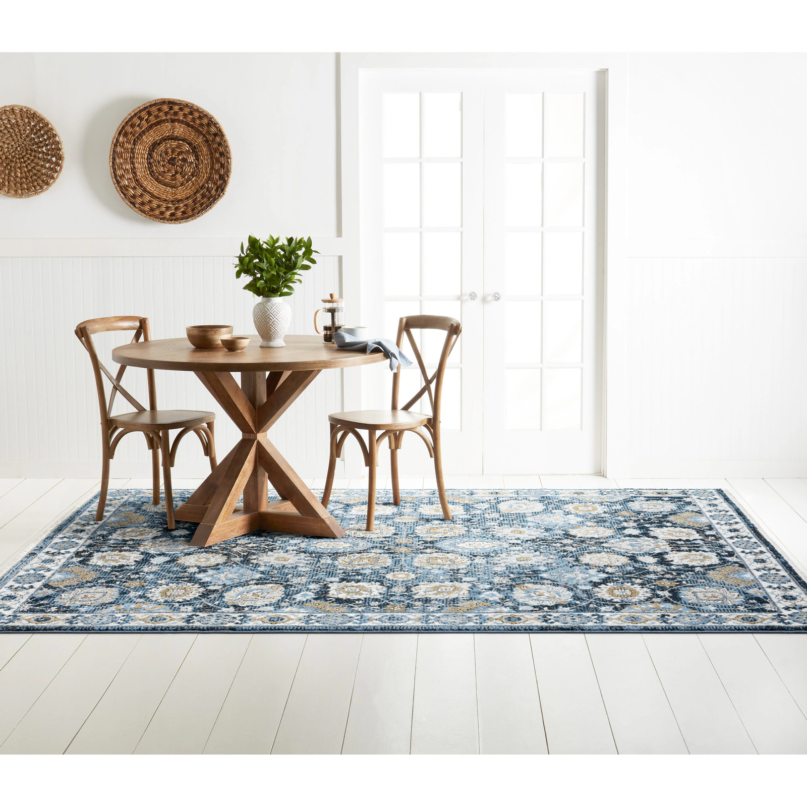 allen + roth Blue Garden 8 x 10 (ft) Loomed Polypropylene Blue Rectangular|16931