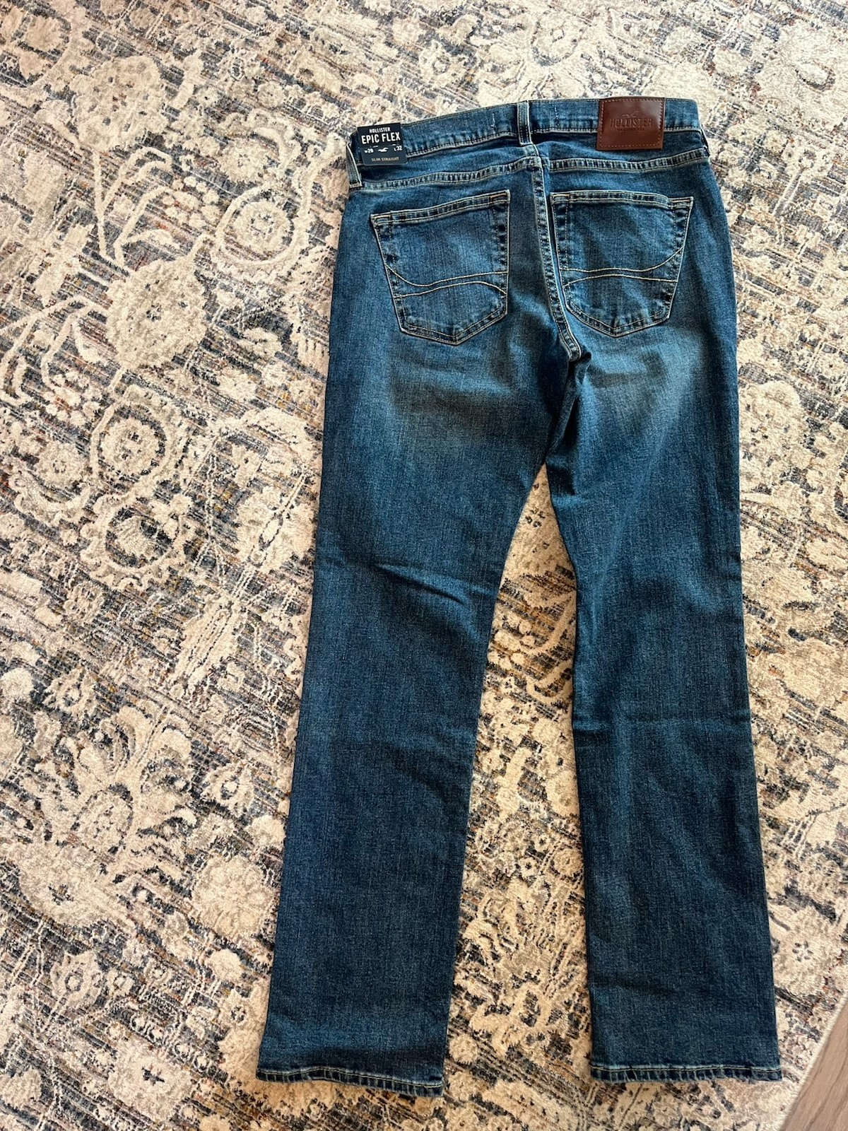 Hollister Men’s Slim Straight Jeans 29×32 Epic Flex Dark Wash Blue Denim