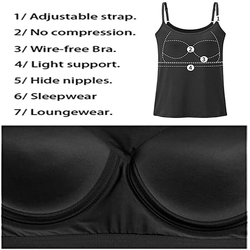 Women Cami Camisole With Built in Push Up Vest Compression Padded Bra Tank Tops