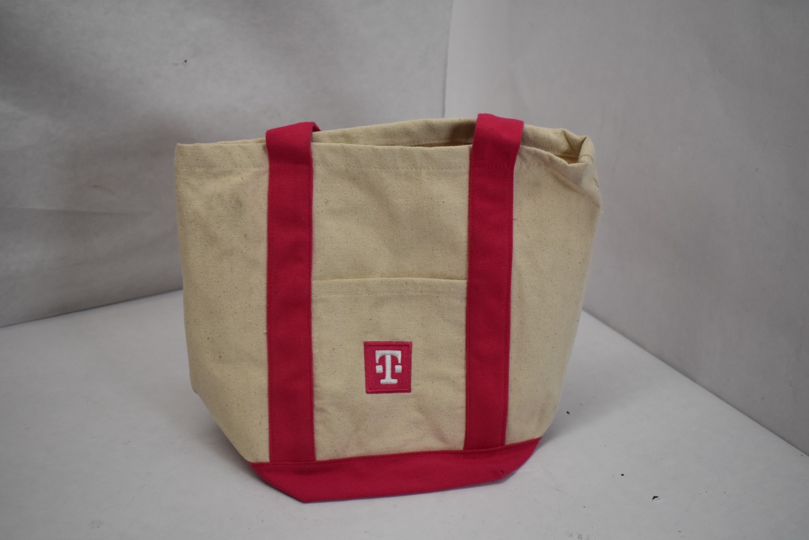 T-Mobile Mini Canvas Tote Bag Off White Pink Strap 12.75″ x 10.75″ Lot of 5