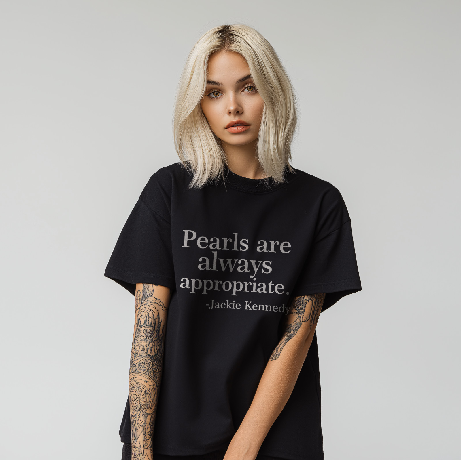 Pearls Are Always Appropriate T-Shirt Jackie Kennedy Quote Classic Tee A336