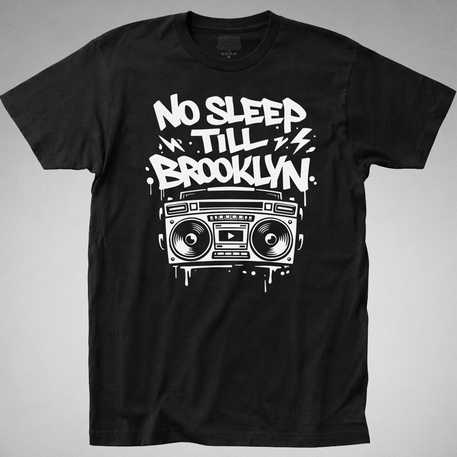NO SLEEP TILL BROOKLYN T-Shirt hip hop 80s classic rap retro boombox urban pauls