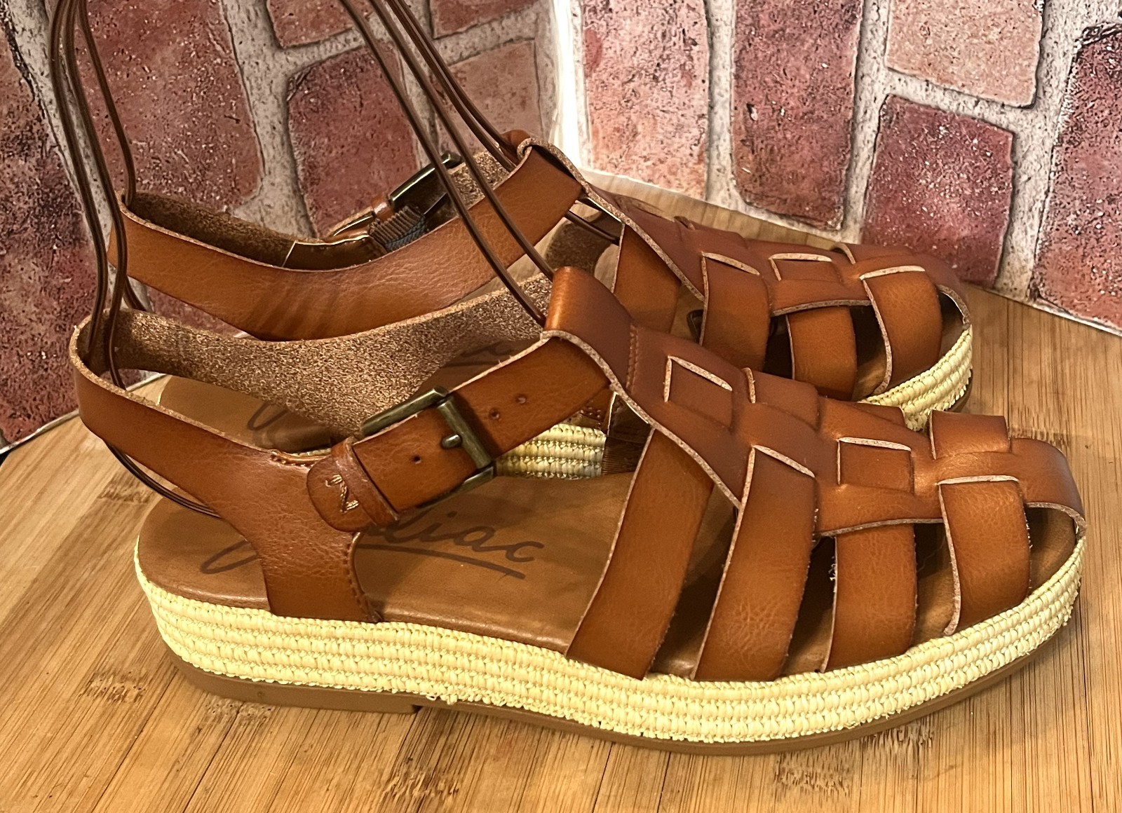 ZODIAC BROWN GRETA FISHERMAN ESPADRILLE FLAT SANDALS 9M