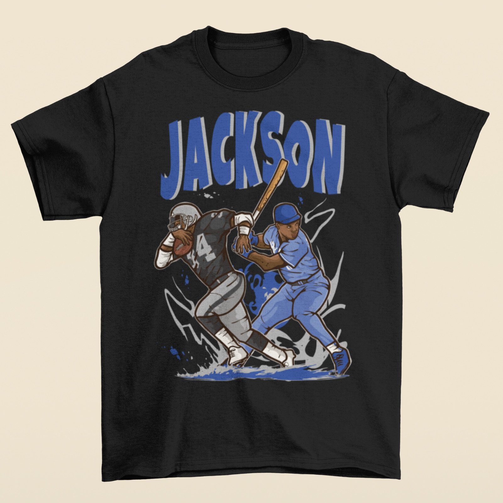 Bo Jackson Baseball And Football Cartoon Style T-Shirt