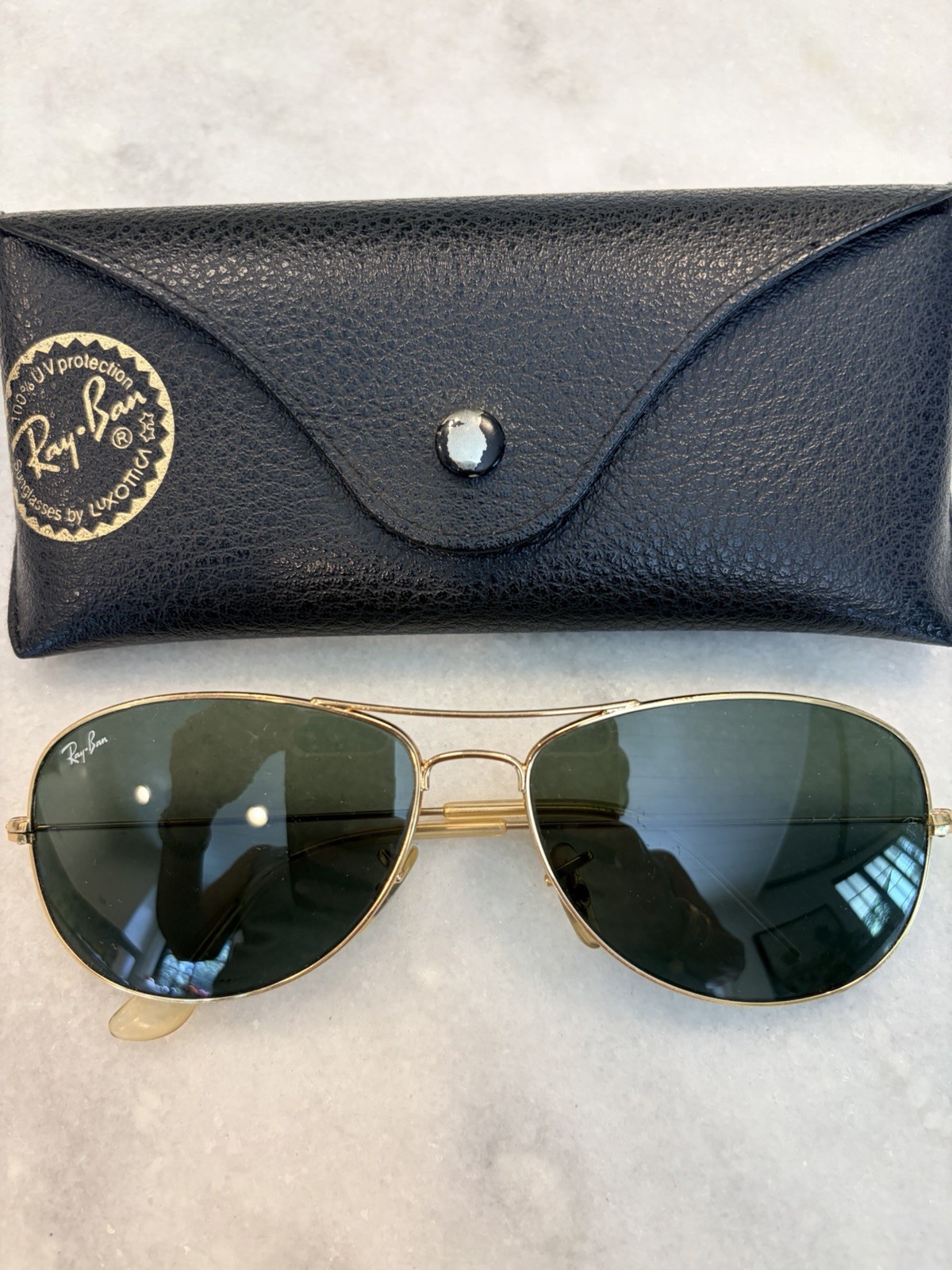 Ray Ban Sunglasses Aviator Cockpit 3362 Green Classic Lenses 59mm With Case