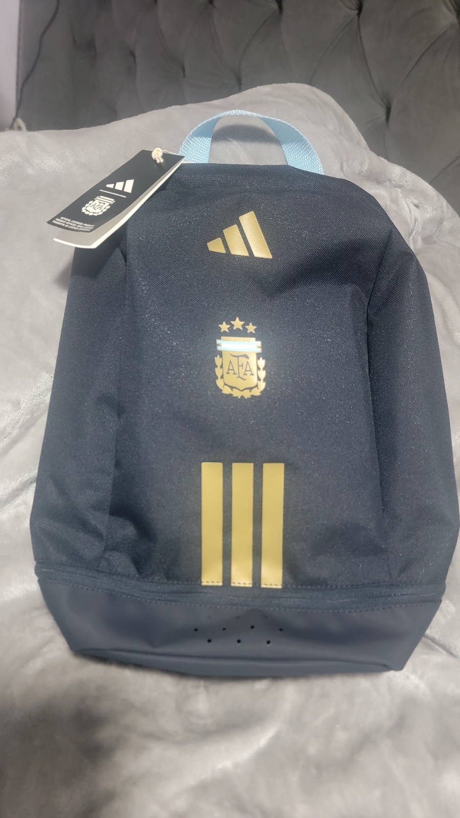 adidas AFA Argentina Soccer Backpack Black/Gold/Light Blue Zip Top Handle
