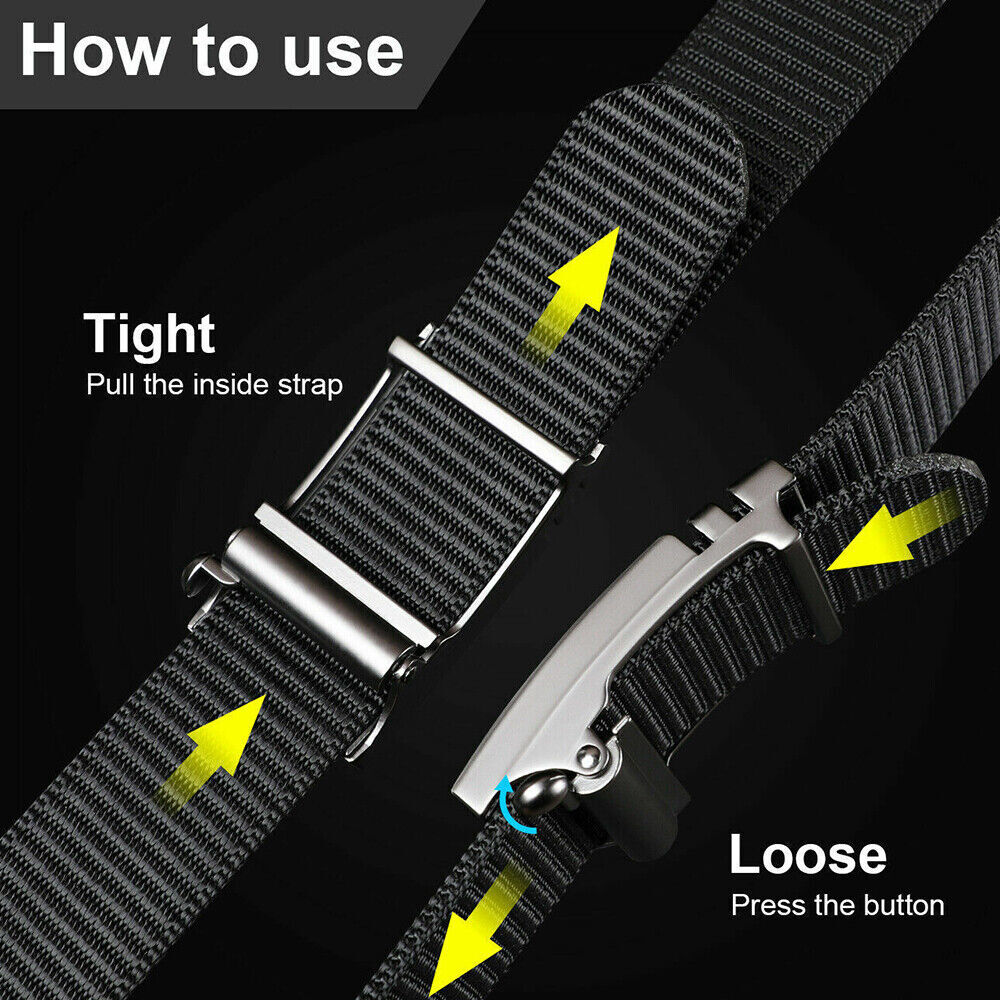 Mens Ratchet Belt 1.3 inch Nylon Web Belts for Men with Automatic Slide Buckle