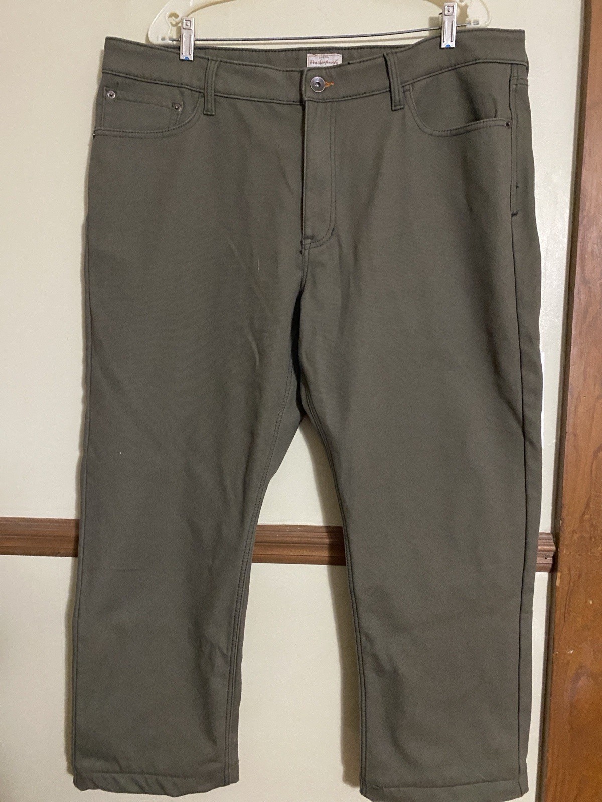 Weatherproof Lined Regular Fit Olive Men’s Vintage Pants Cotton Blend 40×30