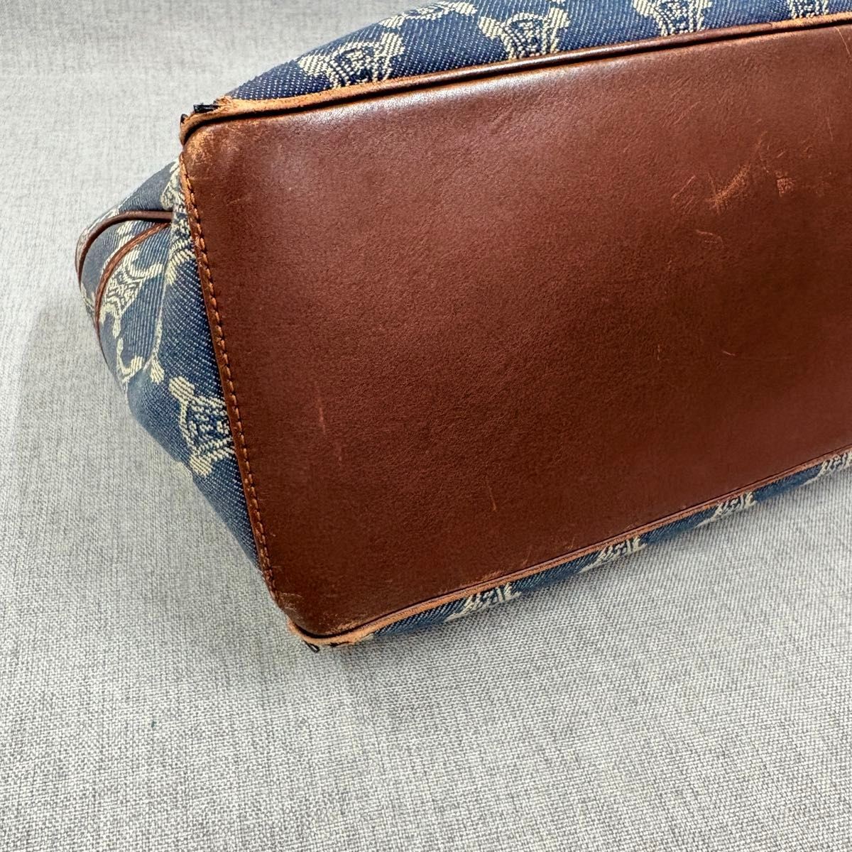 CELINE Boogie Bag Trionf Denim Handbag Canvas Blue Authentic