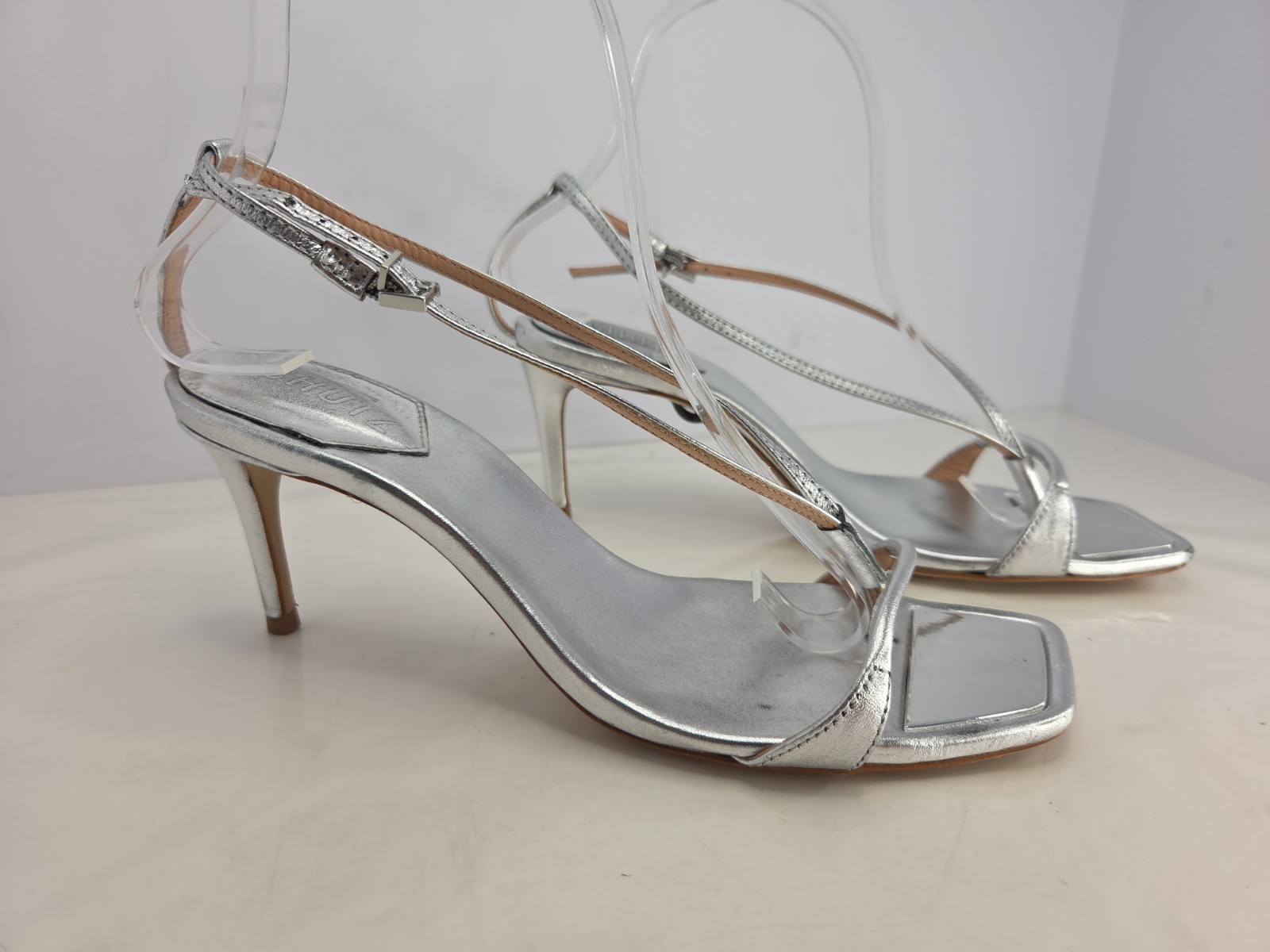 Schutz High Silver Leather Sandal w/Detachable Leather Gladiator Ties Sz 7.5B