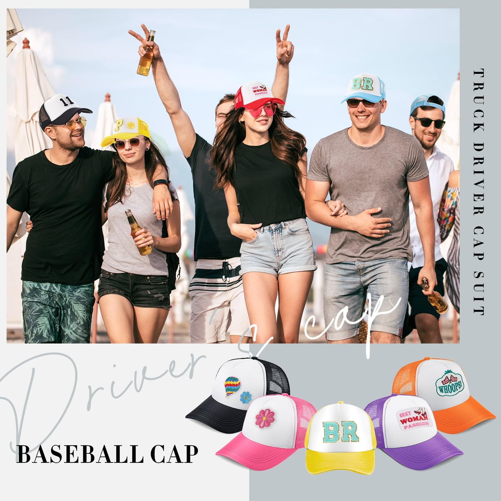 12 DIY Trucker Hats Kit, Sublimation Blank Baseball Caps with 120 pcs Embroid…