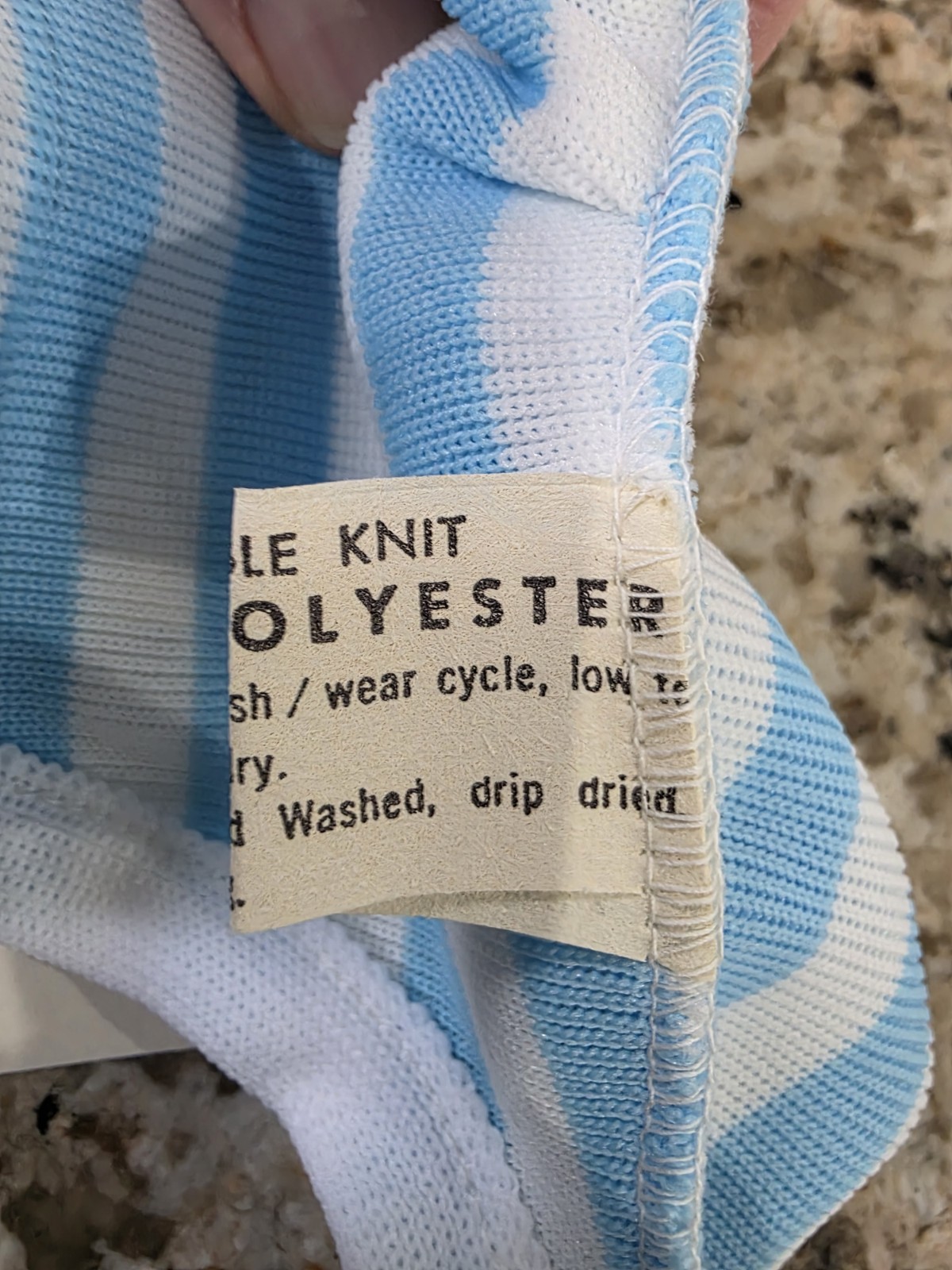 NOS Vtg 1970s Halter Top Double Knit Deadstock One Size Fits All Blue / White