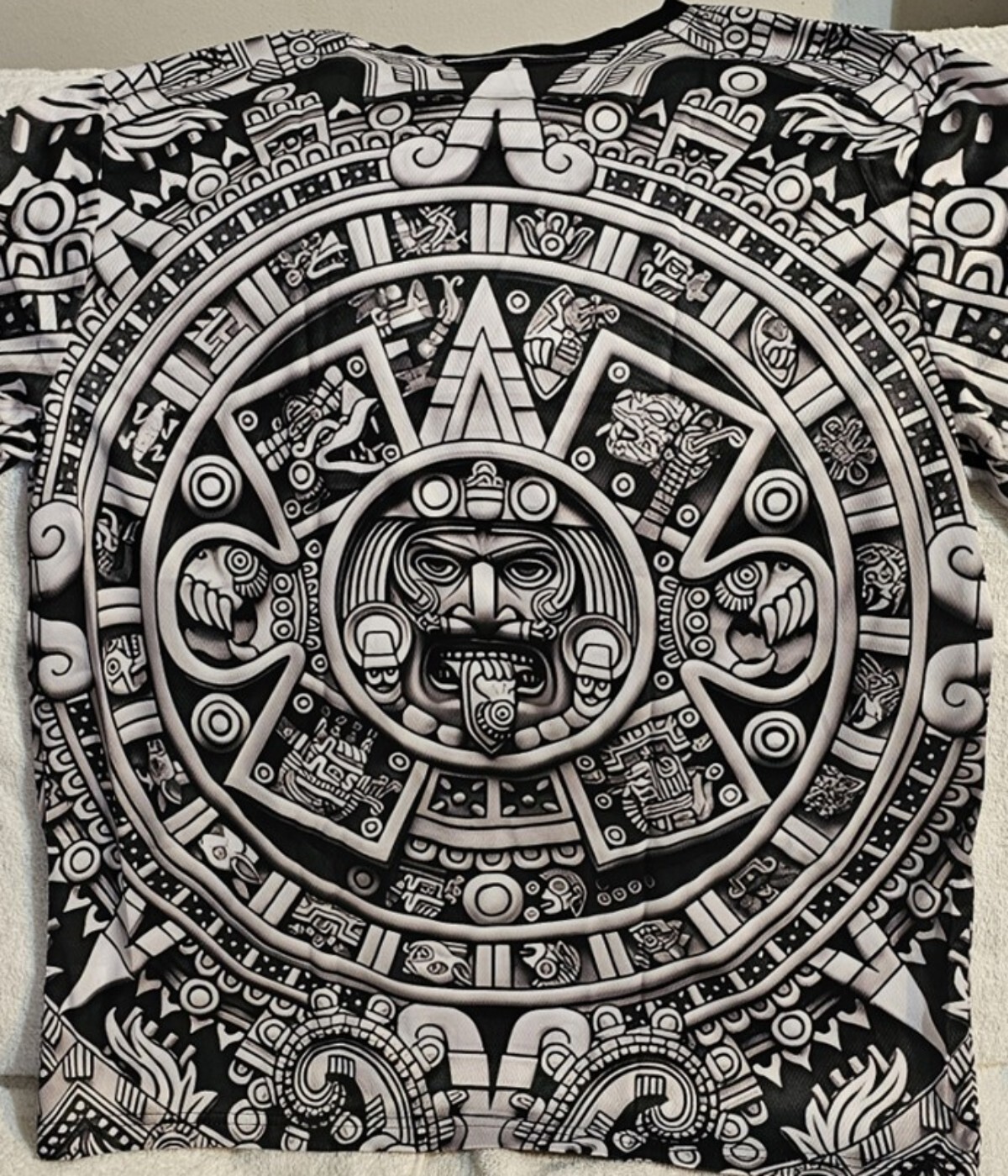 AZTEC WARRIOR CALENDAR SUN STONE MEXICA ALL OVER PRINT T-SHIRT
