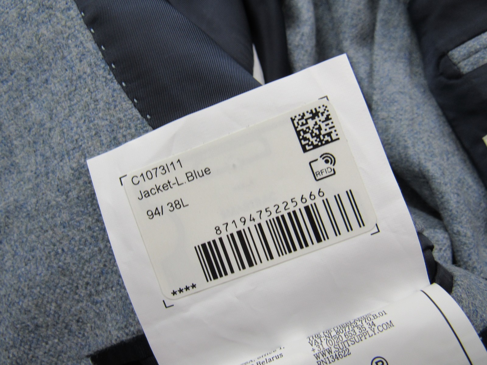 Suitsupply Havana Patch Light Blue Solbiati Half Lined Men’s Sport Coat 38L Slim