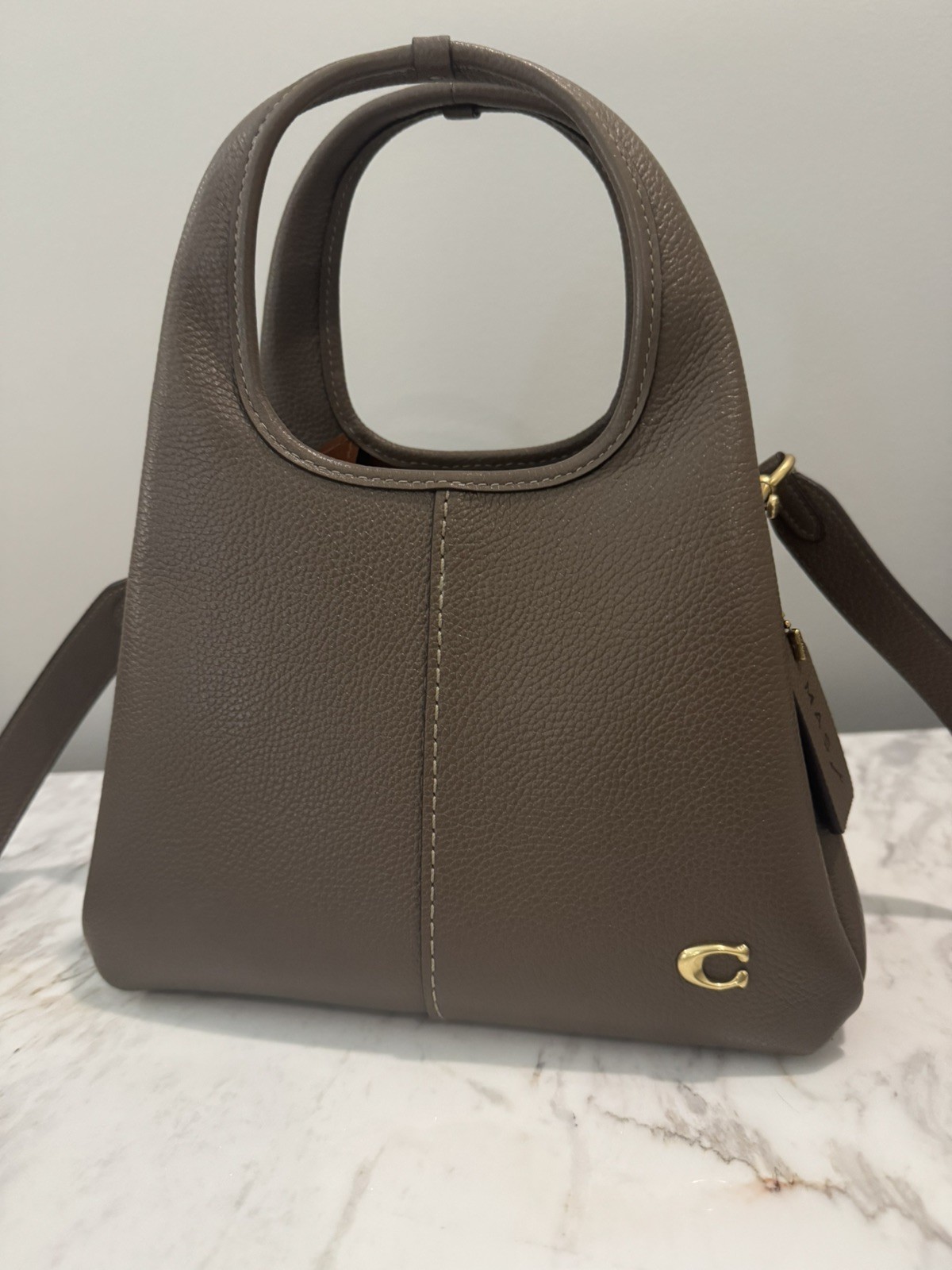 Lana Shoulder Bag 23 Coach Brass/ Stone Leather Shoulder Bag