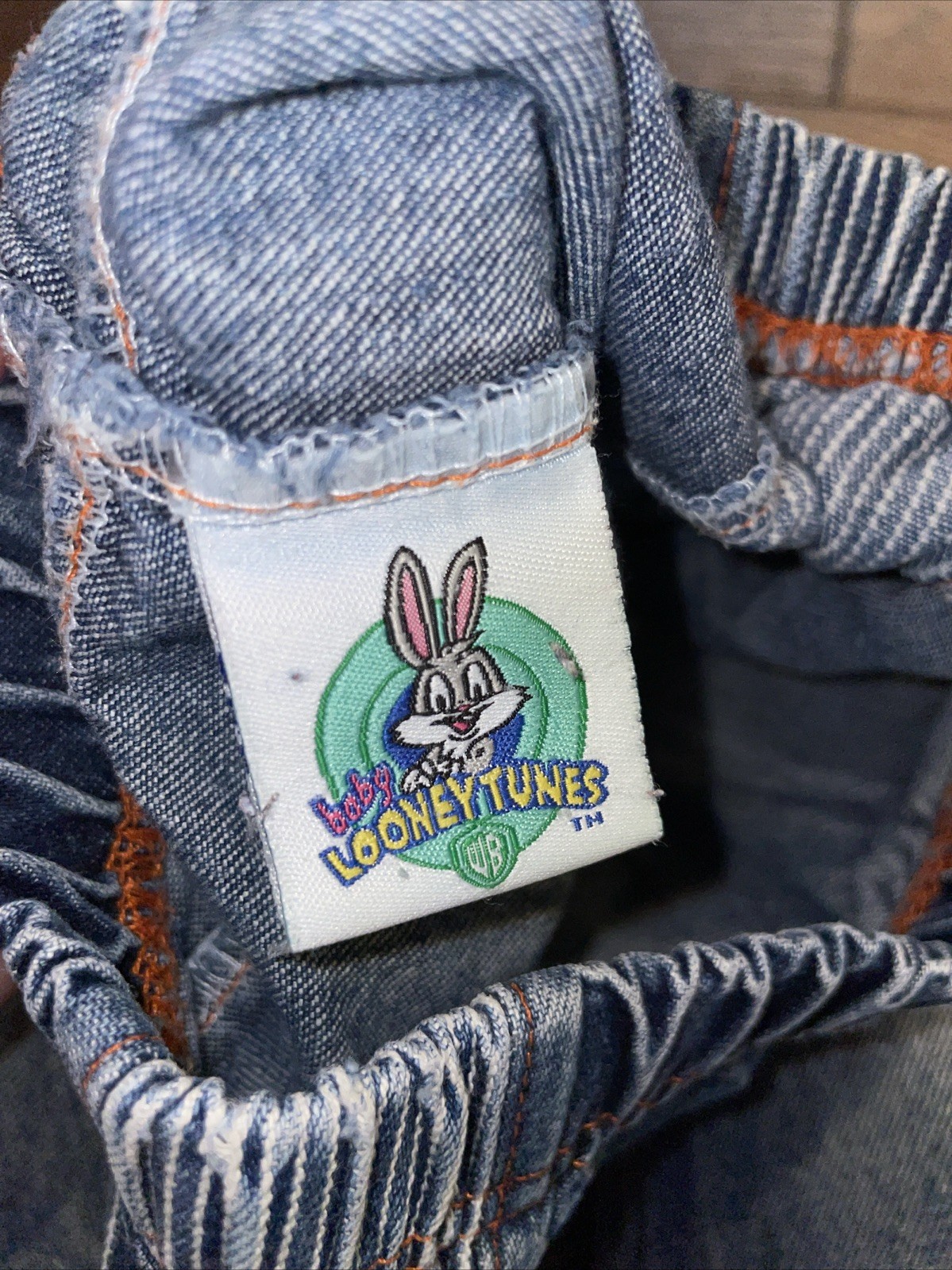 Vtg Baby Looney Tunes “Too Fast 4 You” 18 Mo Blue Jean Denim Y2K