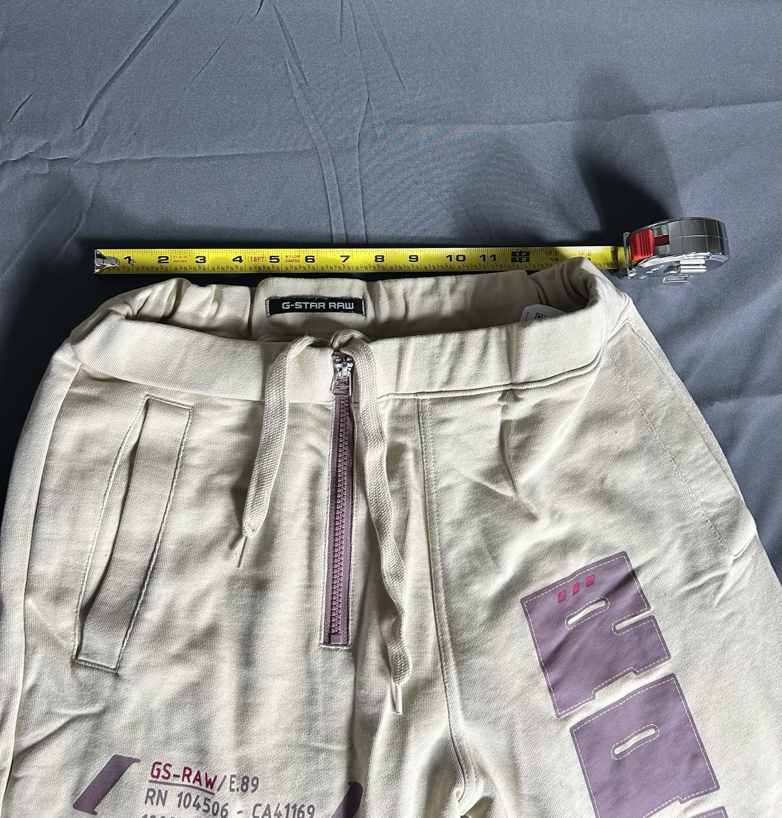 G-Star RAW Men’s Jogger Pants M Regular Beige/Purple Cotton Graphic Drawstring