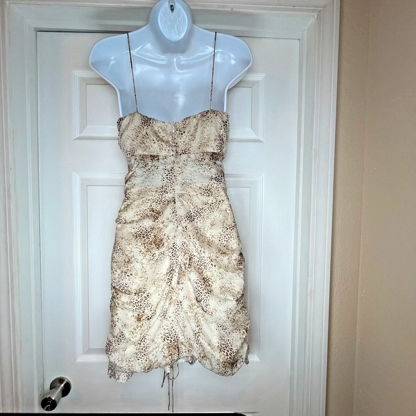 Lioness Under the Same Sun Womens M Animal Print Mini Scrunch Ruffle Dress NWT