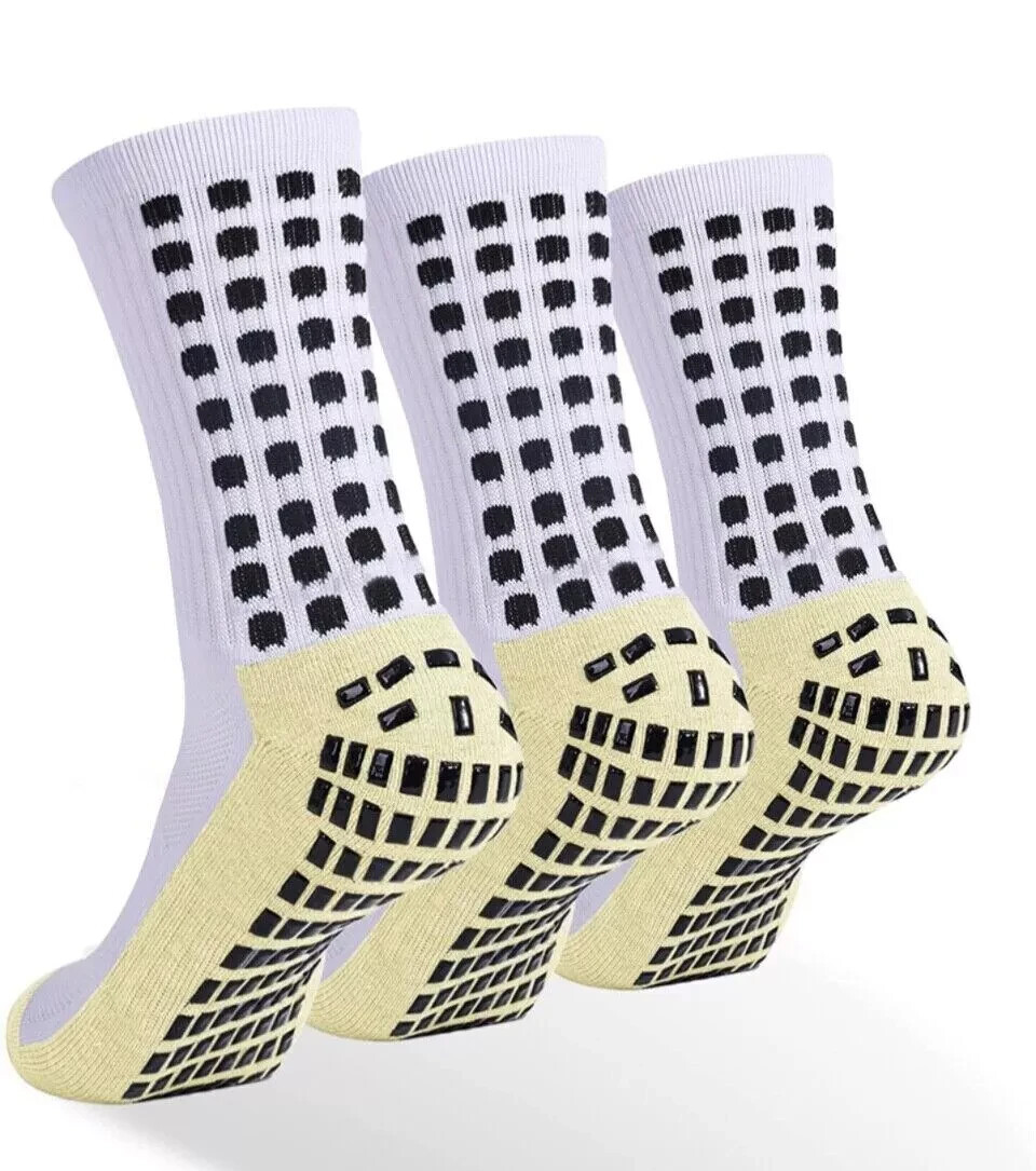 3 Pair Sport Socks Anti Slip W/ Grip Soccer Men Football Basketball Sock Premium