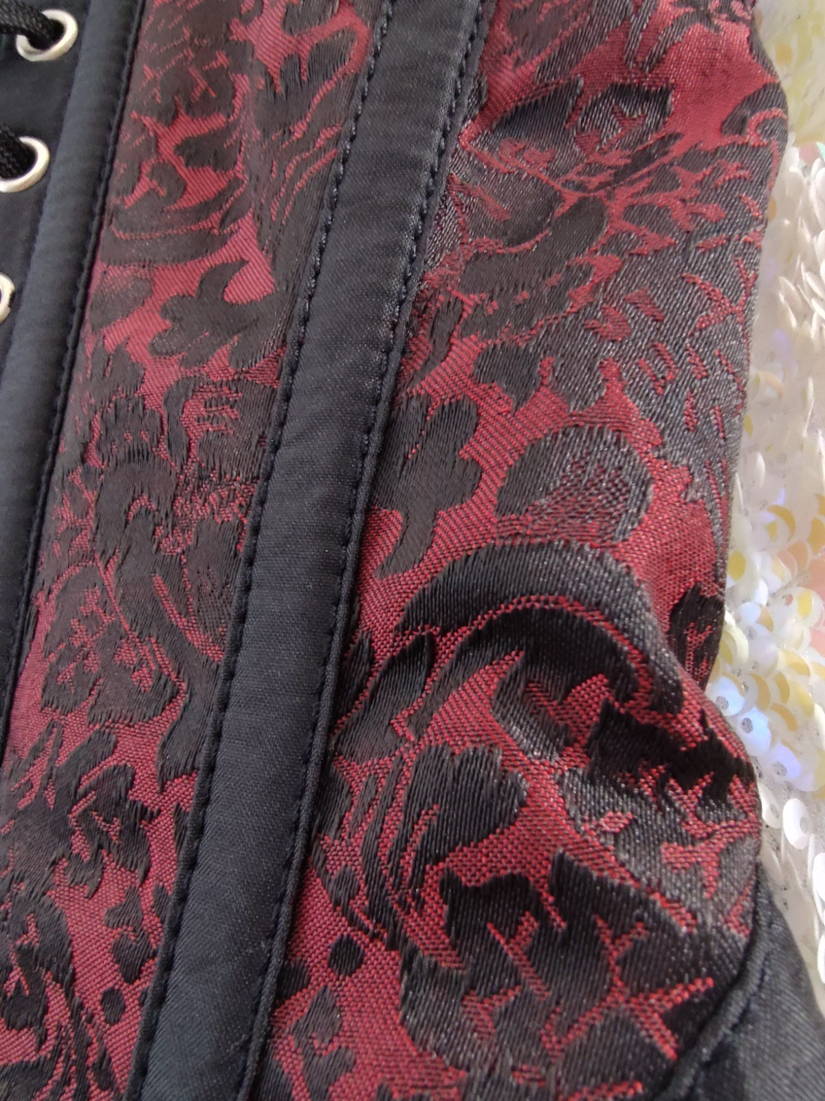Corset Story Black/Red Steampunk Gothic Corset Side Zip Size 26 ST48
