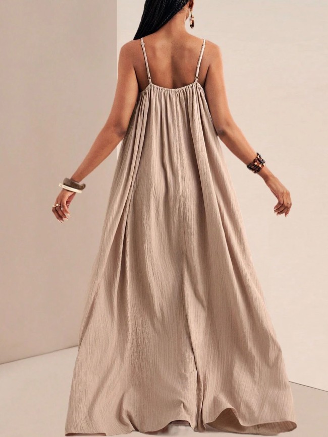 Summer Casual Wide Swing Hem Sleeveless Long Dress Relaxed Fit Floor Length Vaca