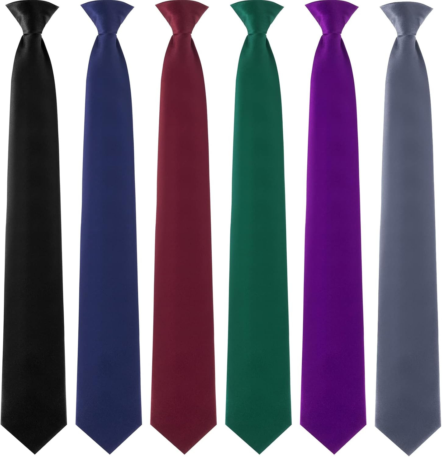 6 Pcs Clip on Ties for Men Solid Color Men’s Tie Pretied Necktie 20 Inches for W